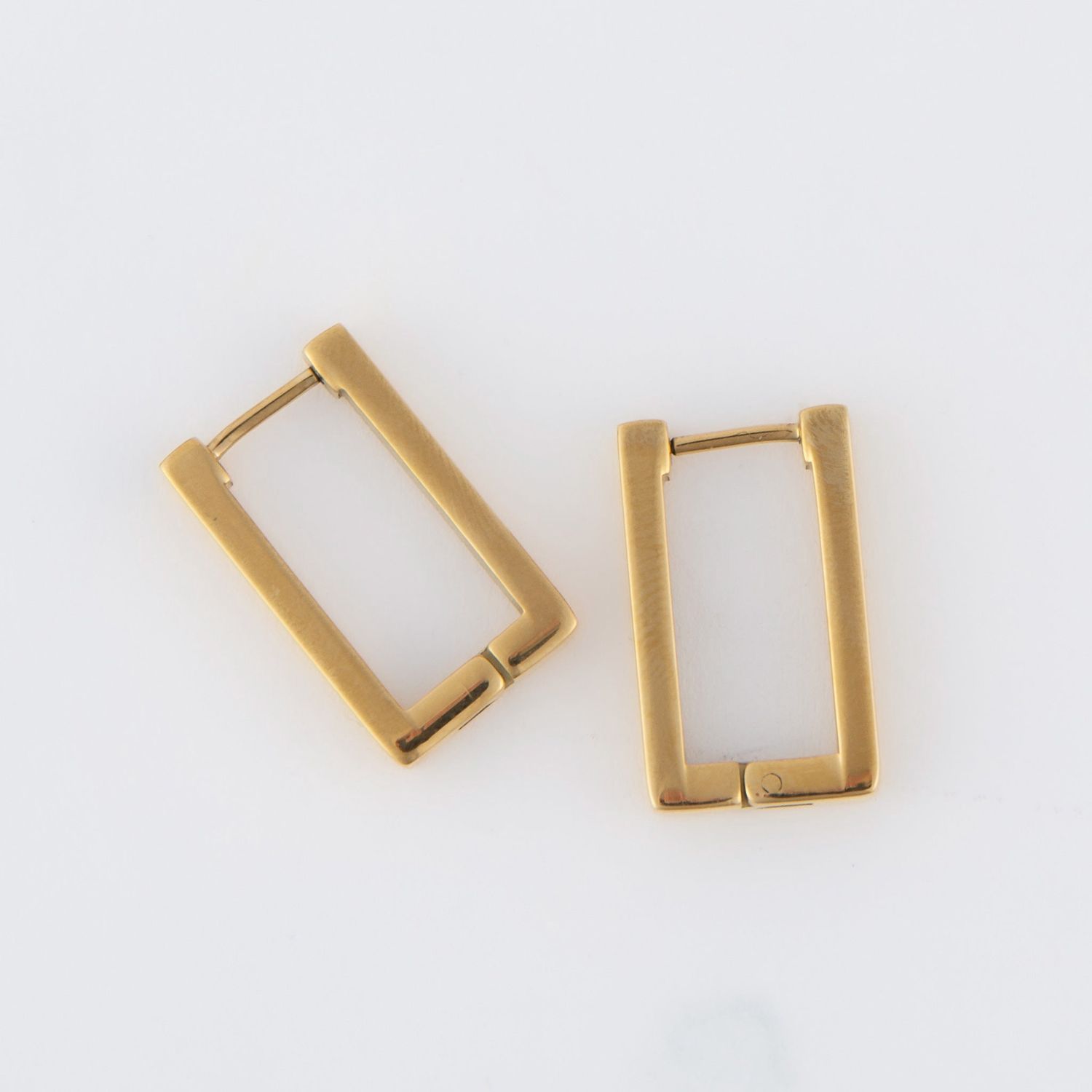 Narelle - Rectangle Pin Catch Earring Hoop Gold - 18K Gold Plating