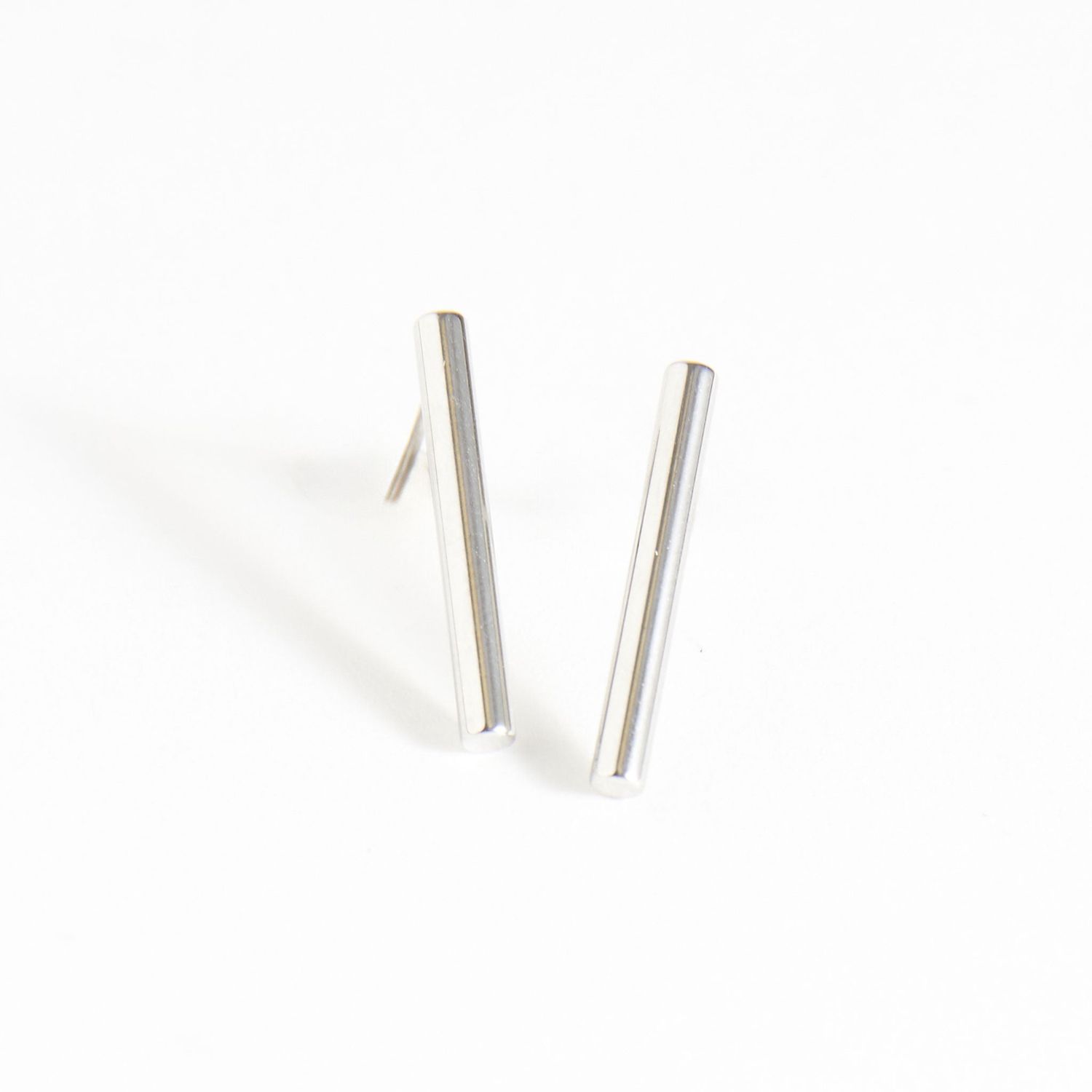 Narelle - Round Bar Stud Earrings - Stainless Steel