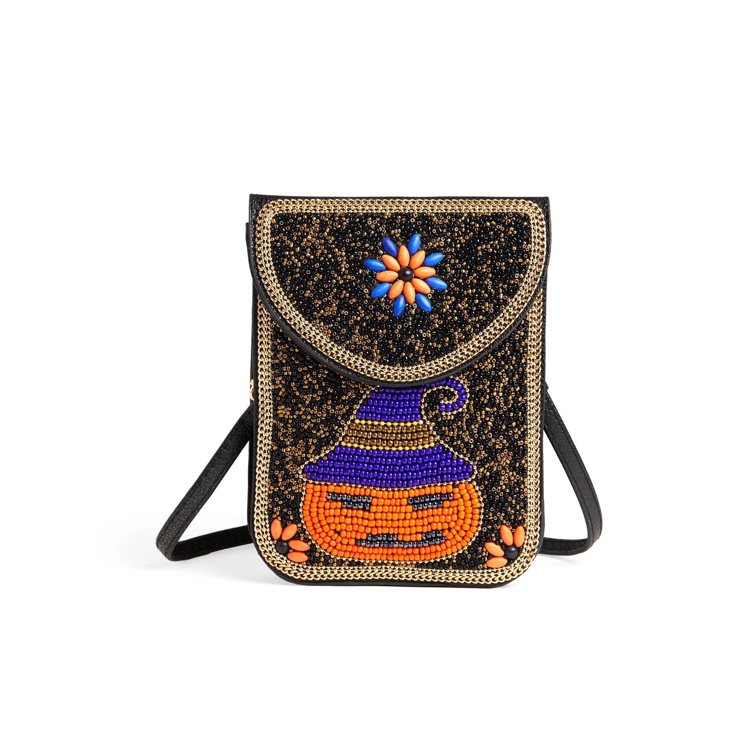 Artisan Beaded Clutch + Crossbody, Style: Jack-O-Lantern