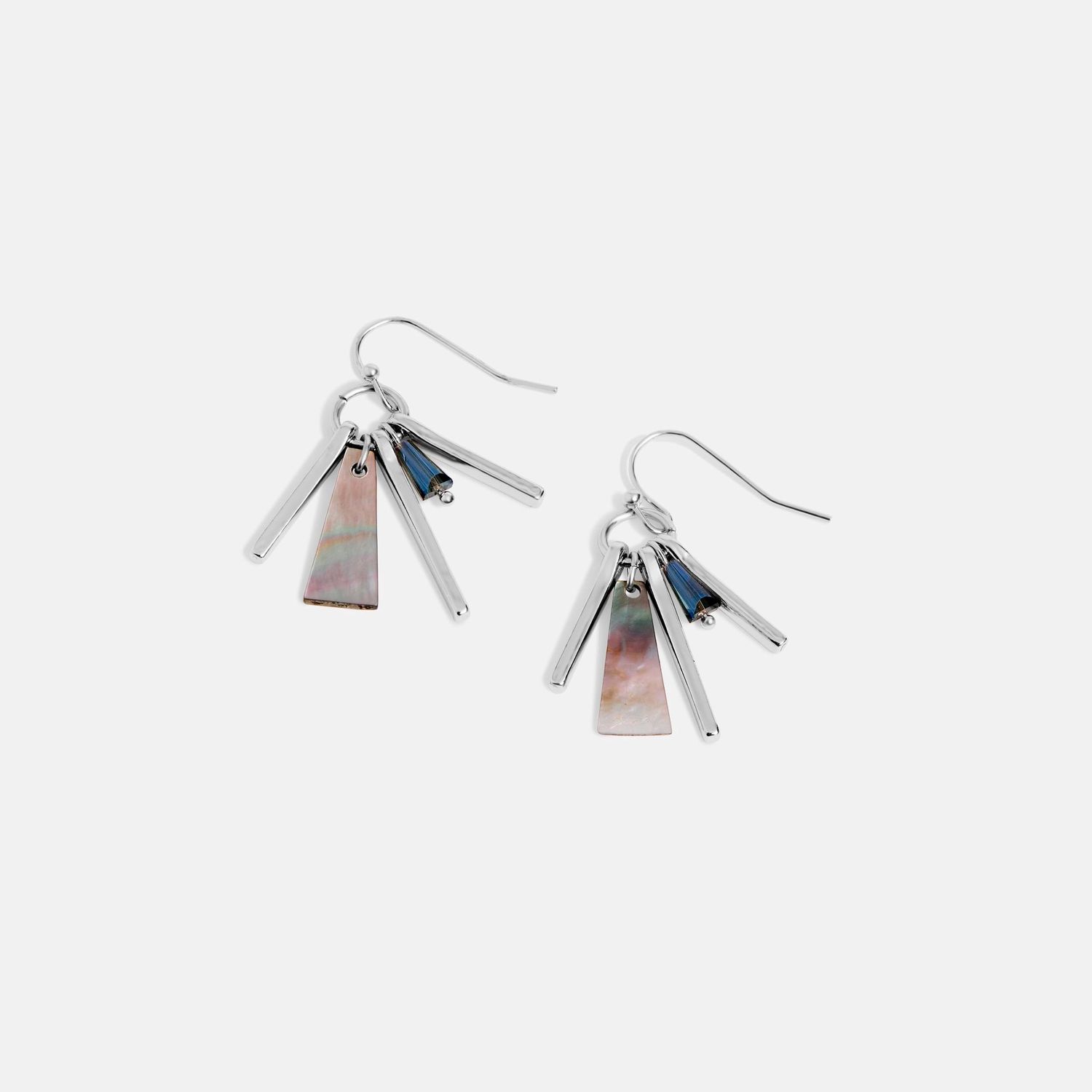 Whispers - Abalone Spike Dangle Earrings - Silver