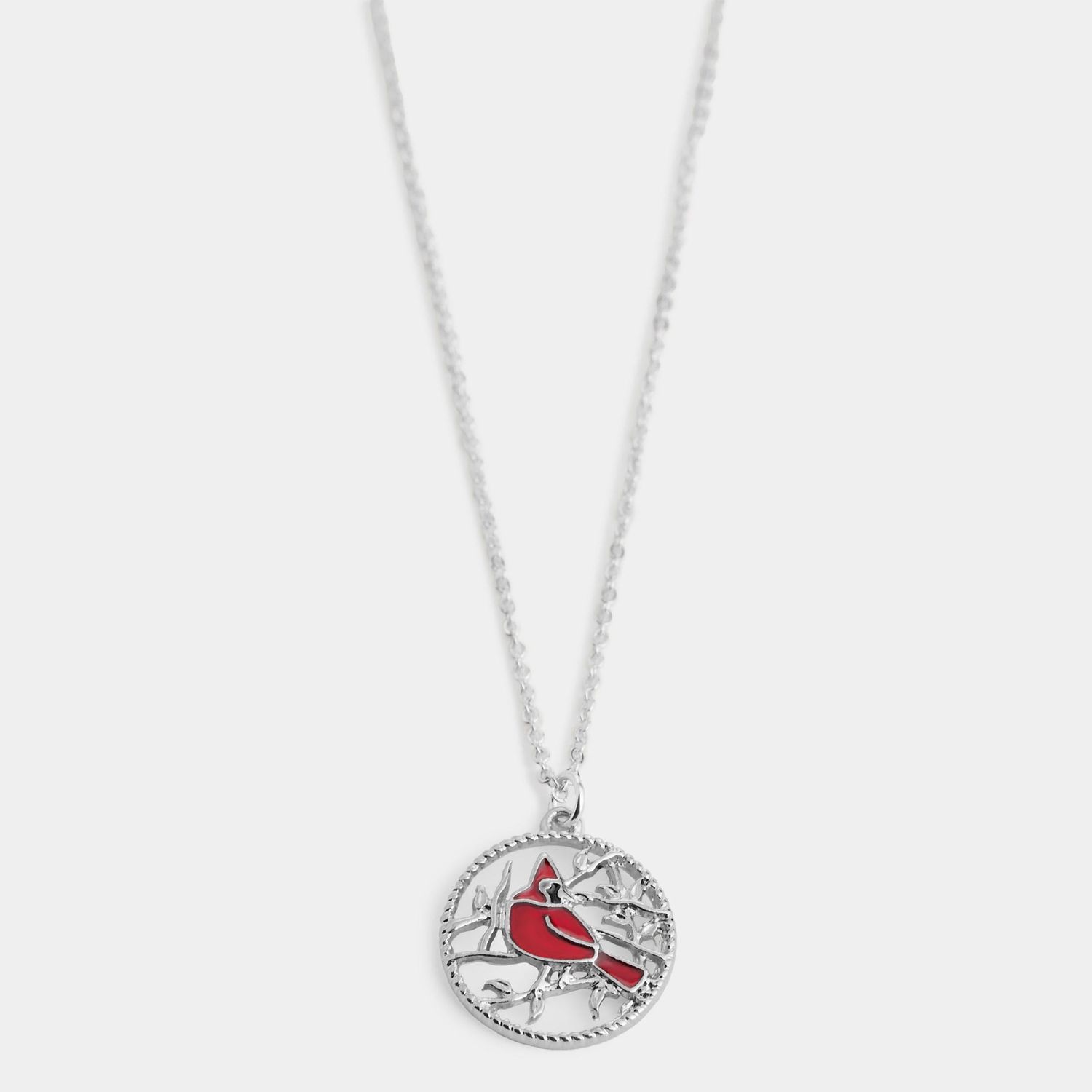 Whispers - Cardinal Pendant Necklace - Silver