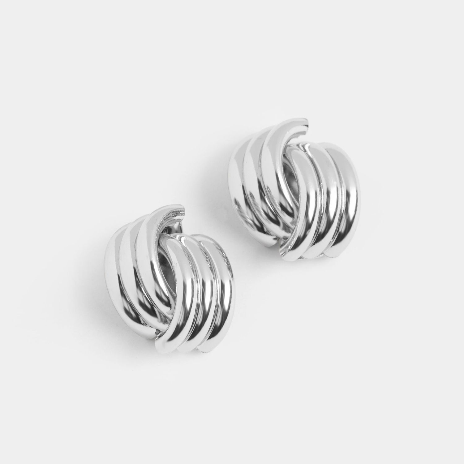 Whispers - Claw Knot Stud Earrings - Silver