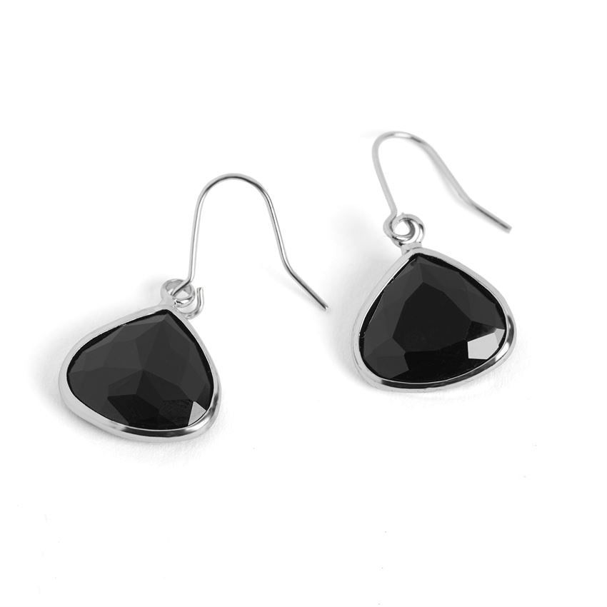 Whispers - Dew Drop Earrings - Black/Silver