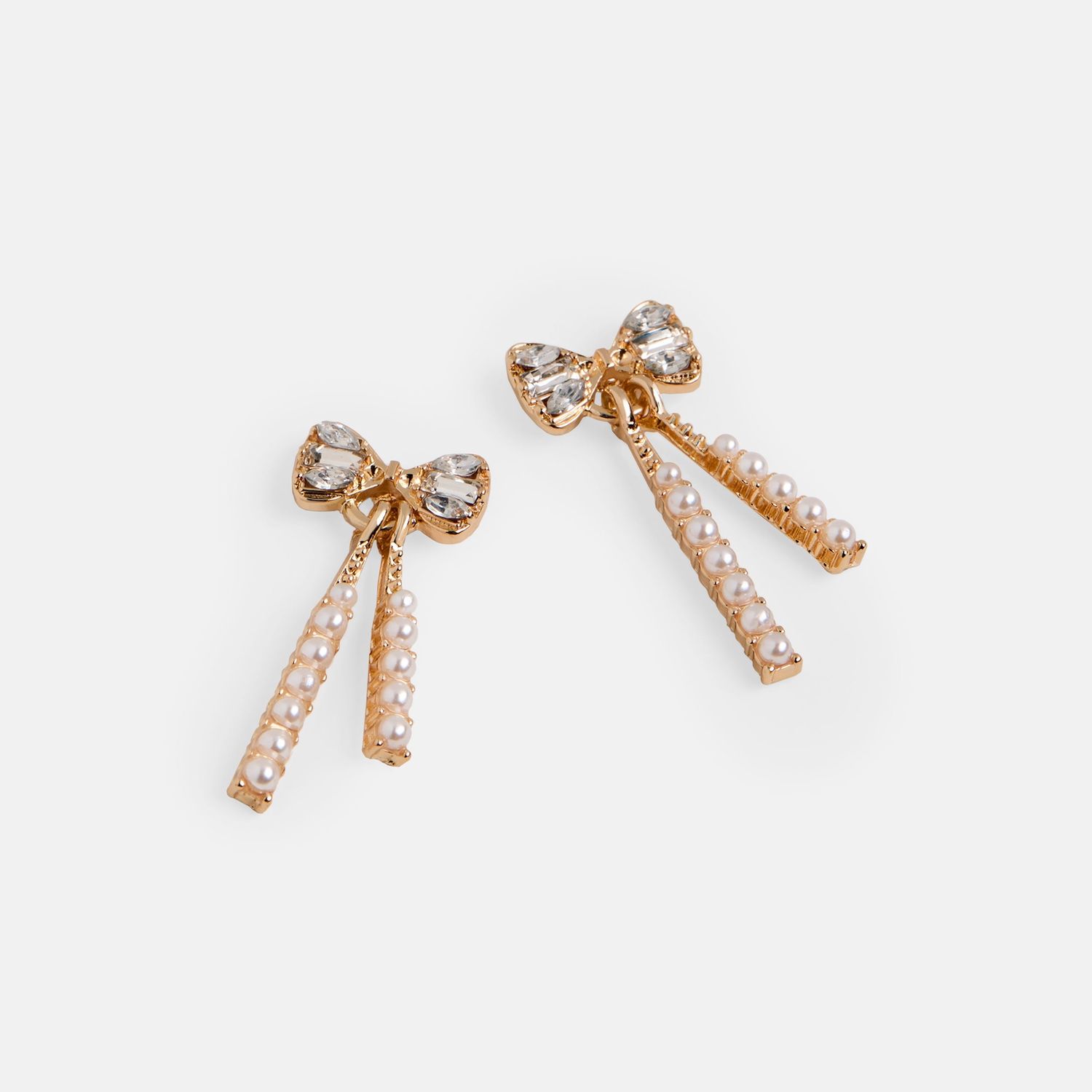 Whispers - Exquisite Bow Dangle Earrings - Gold