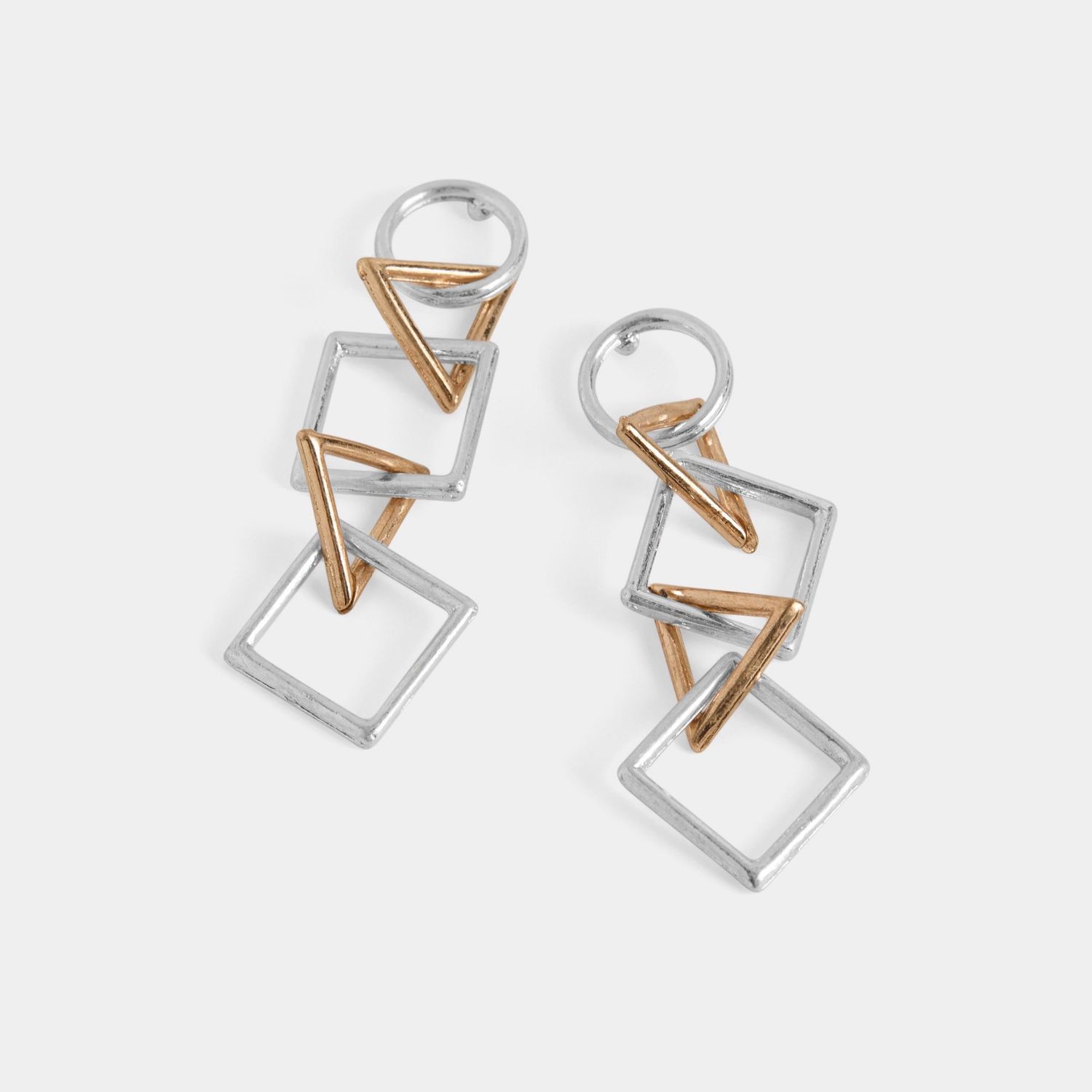 Whispers - Mixed Shapes Dangle Earrings - Mixed Metal