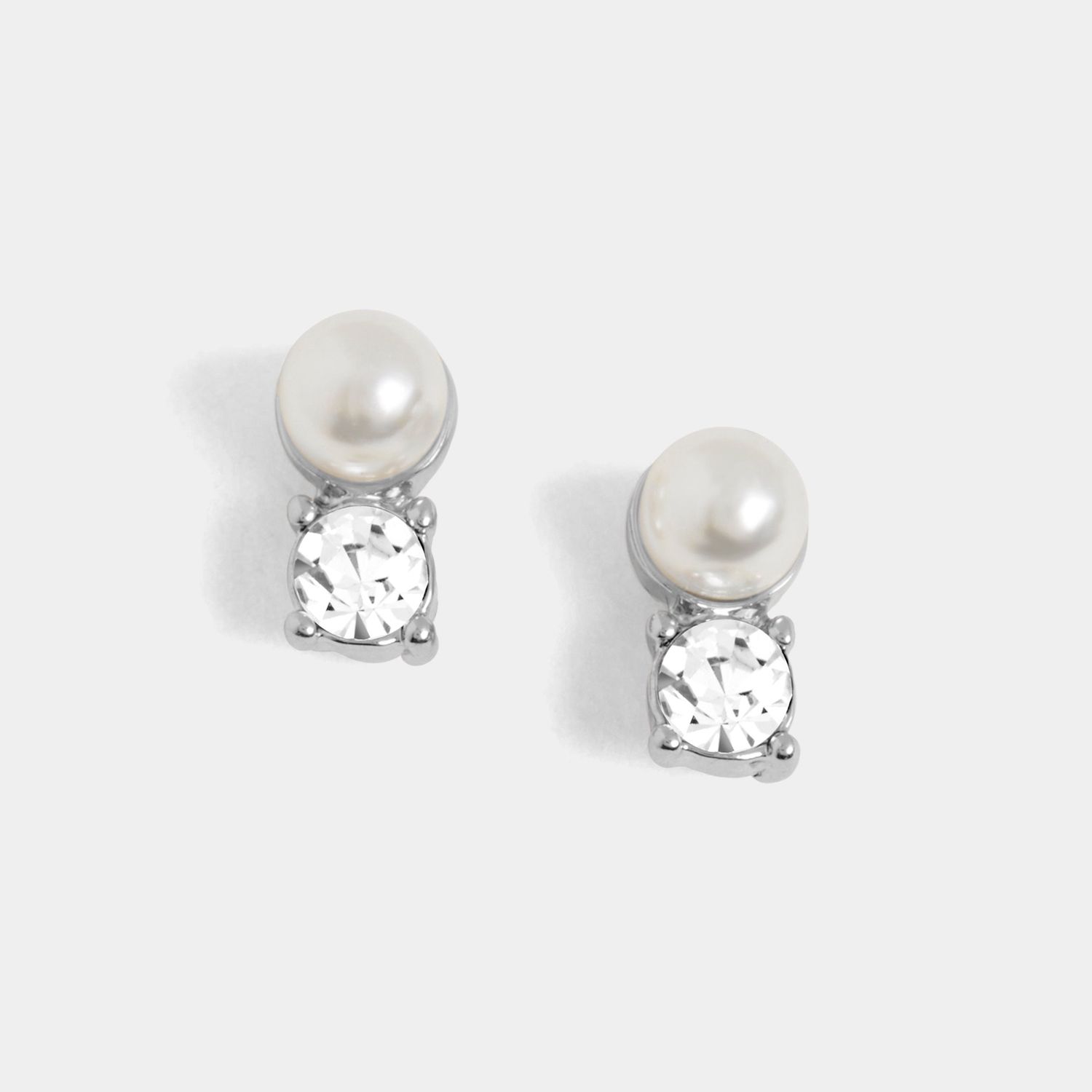 Whispers - Pearl Stone Stud Earrings - Silver