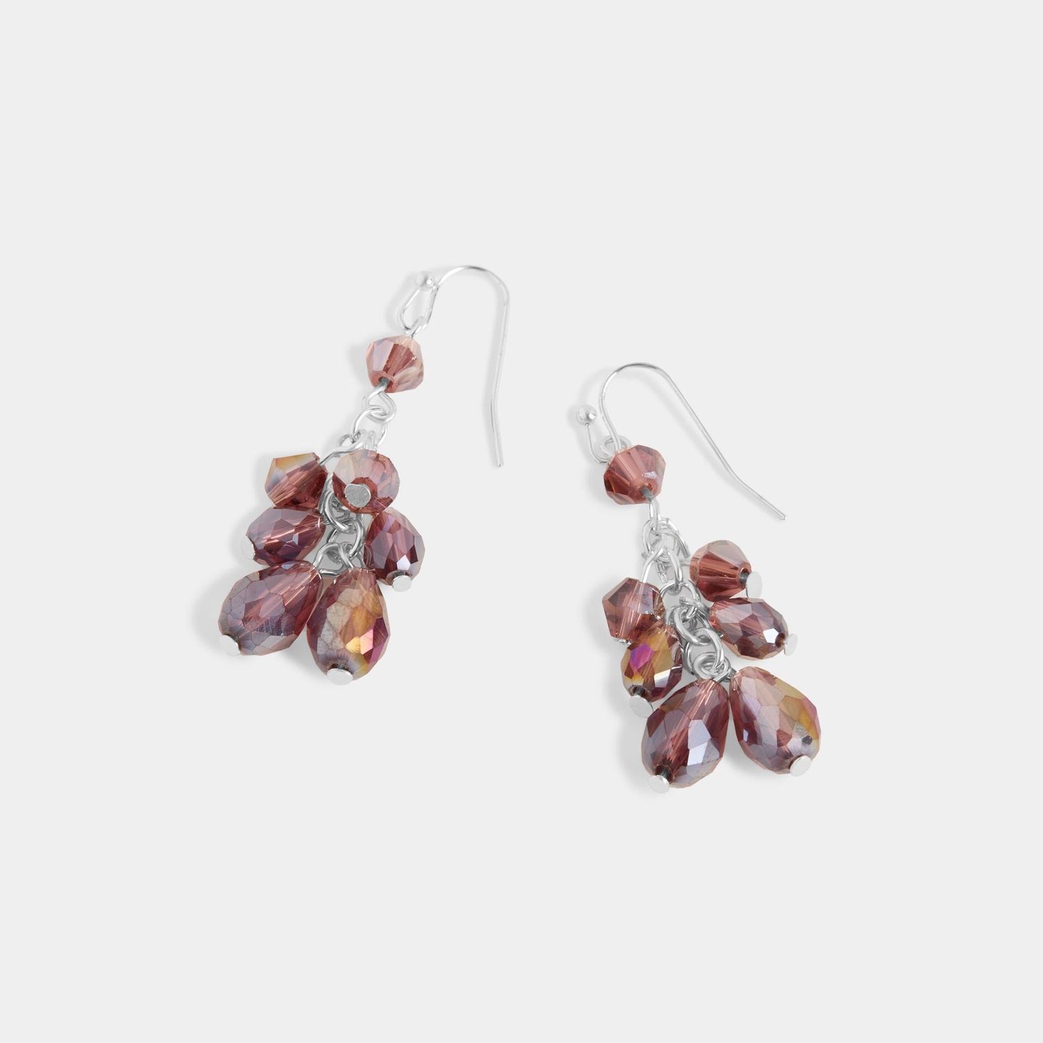 Whispers - Shimmering Bead Dangle Earrings - Wine