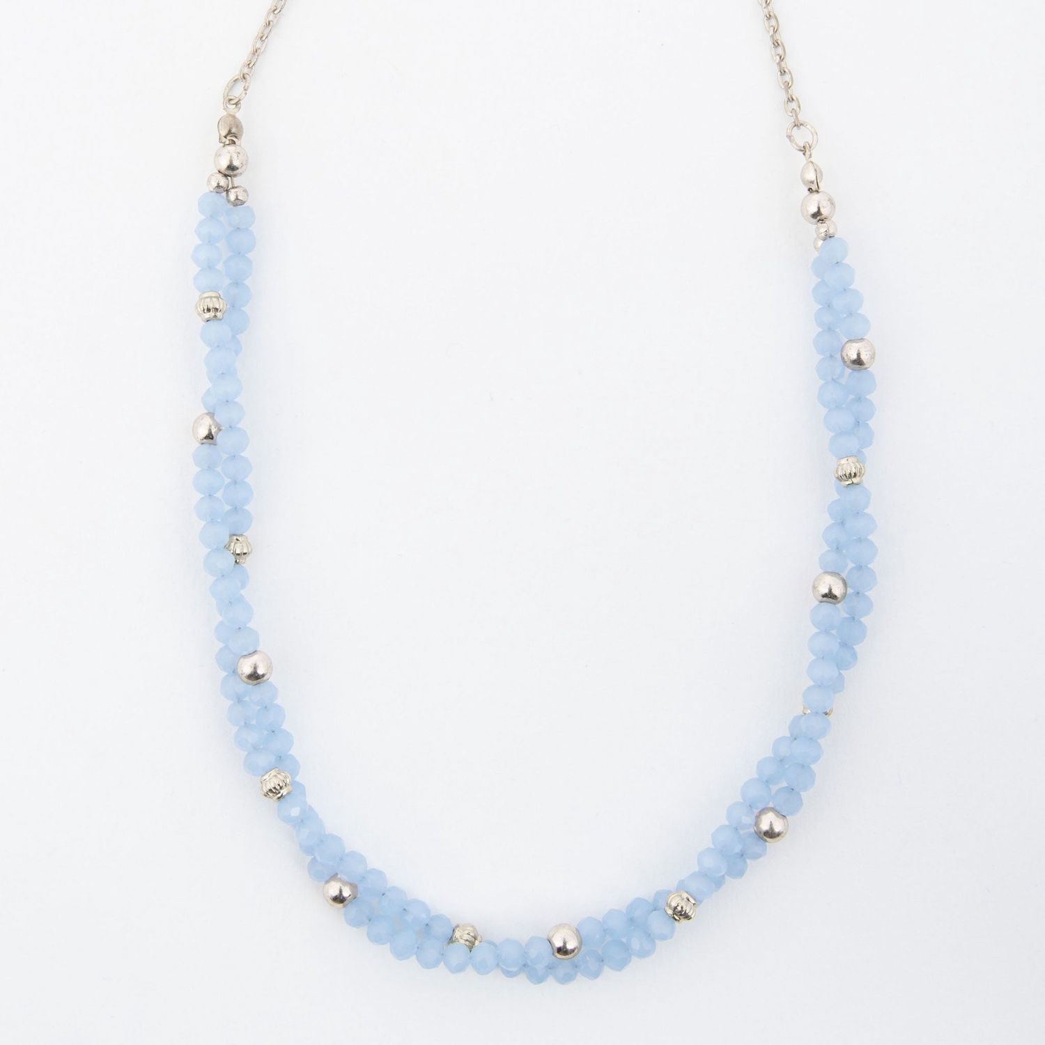 Aleja Braided Beaded Necklace - Celestial Blue - 34"
