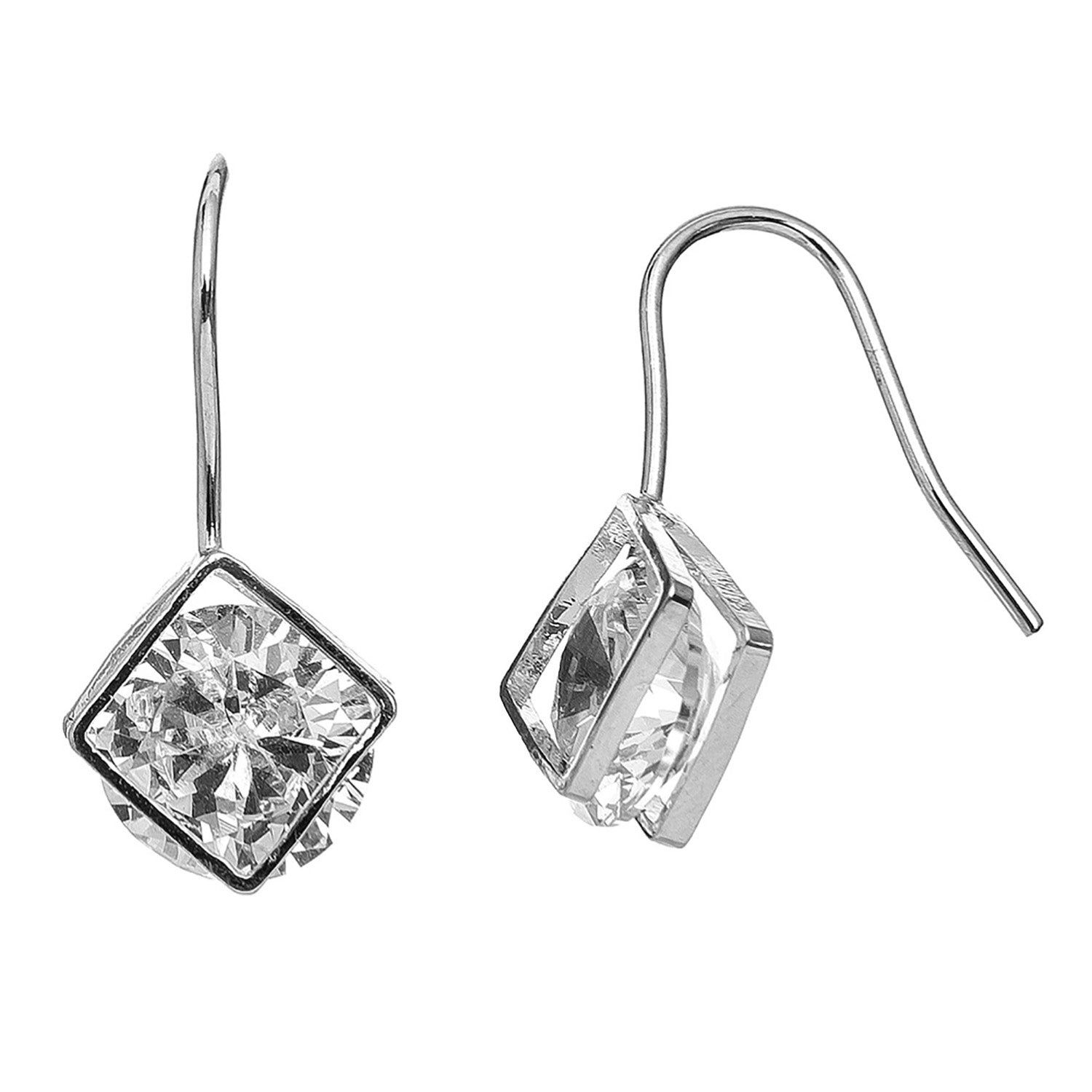 Dazzlers - Cz Diamond Dangle Earrings - Silver