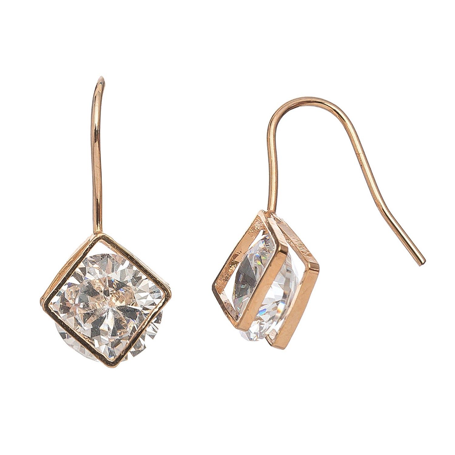 Dazzlers - Cz Diamond Dangle Earrings - Gold
