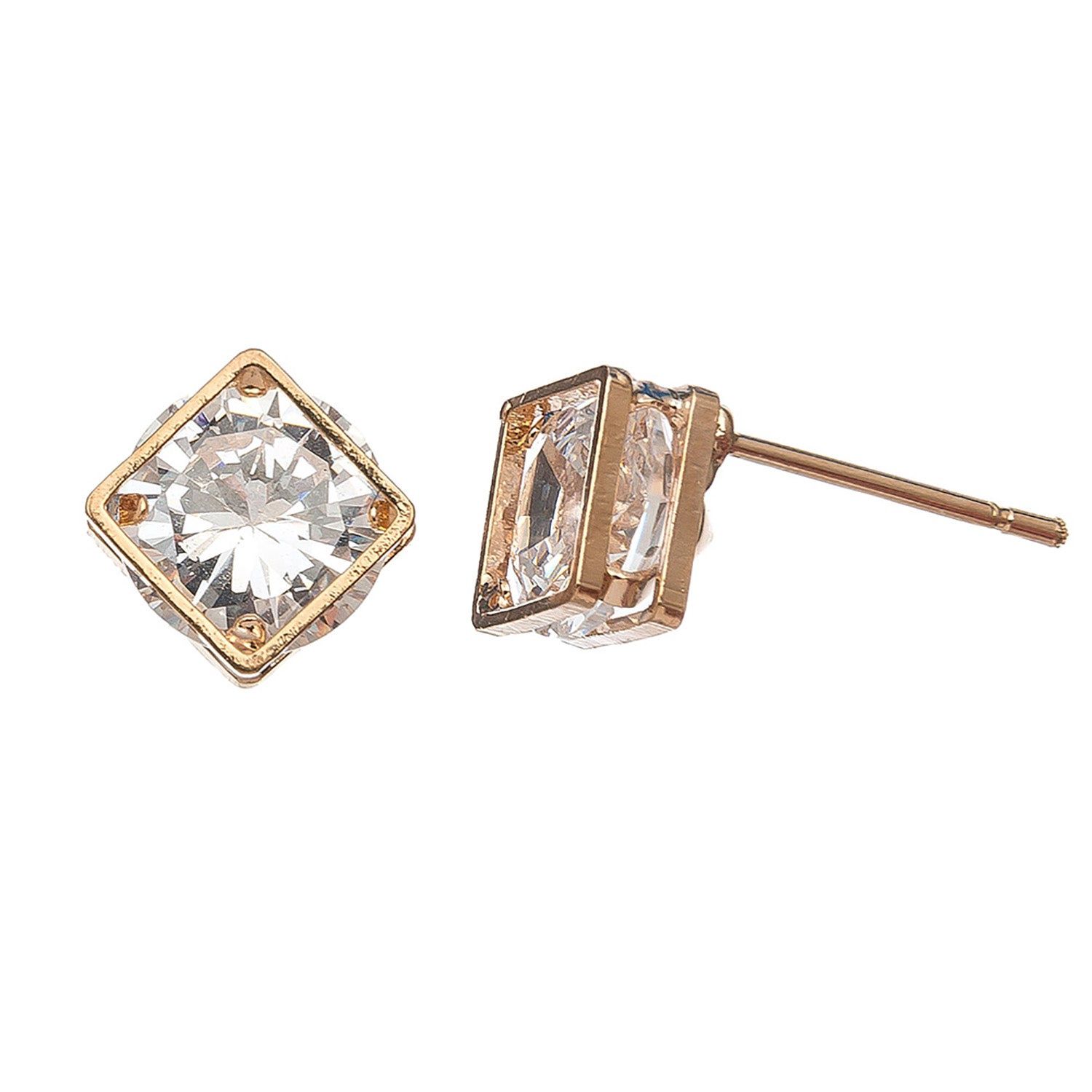 Dazzlers - Cz Diamond Stud Earrings - Gold