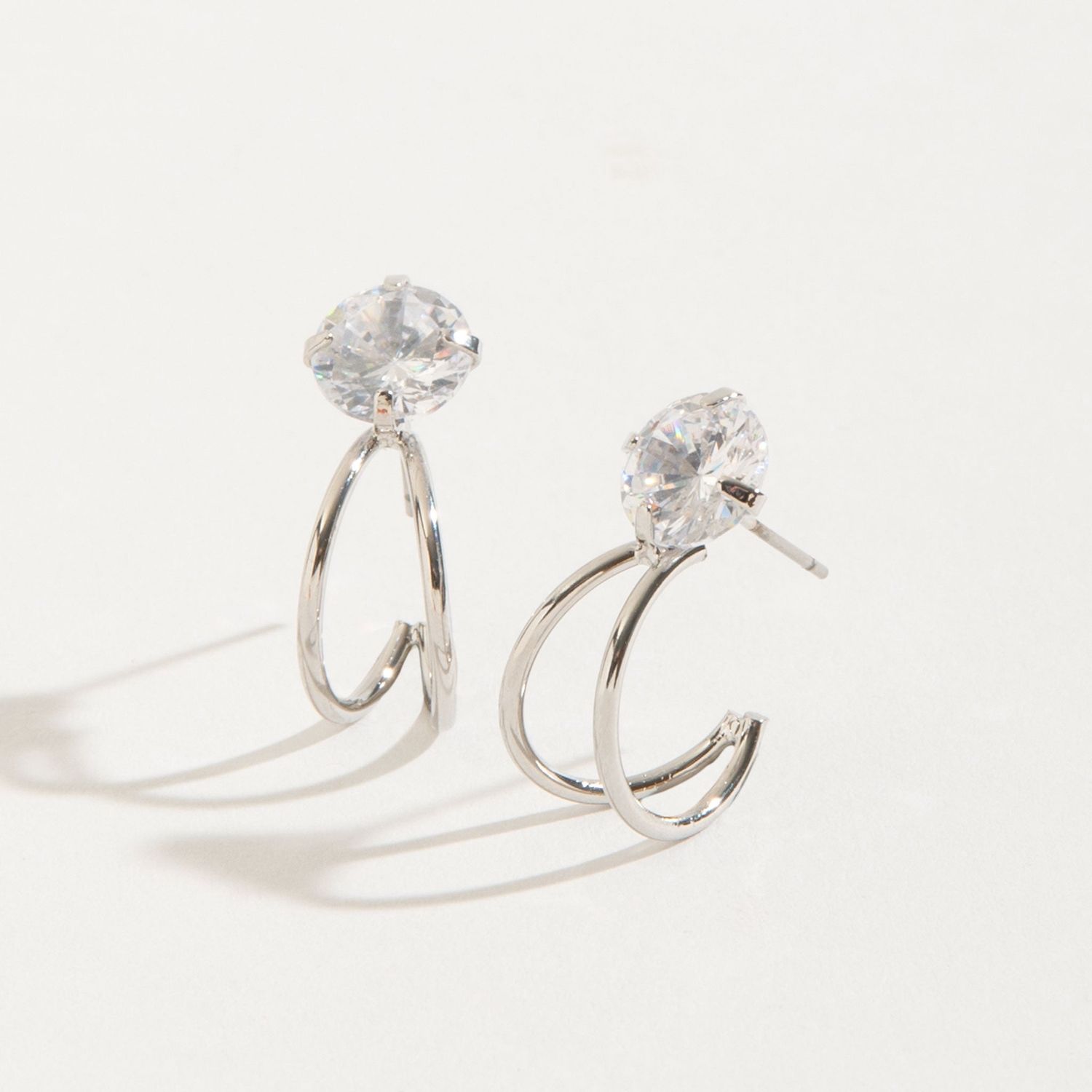 Dazzlers - Double Hoop Earrings - Silver
