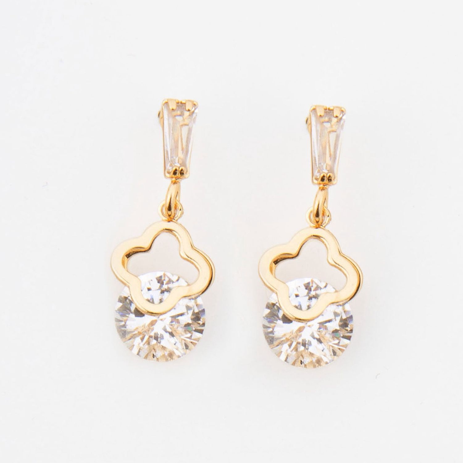 Dazzlers - Flower Cz Earrings - Gold