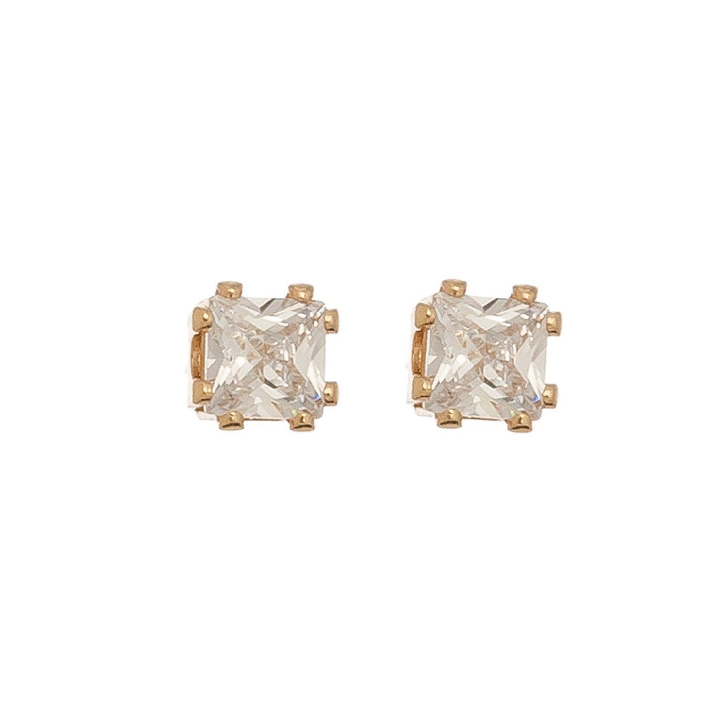 Ear Sense - 5Mm Square Cz Earrings - Gold