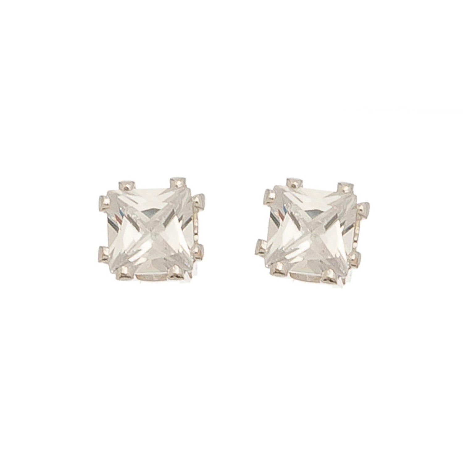 Ear Sense - 5Mm Square Cz Earrings - Silver