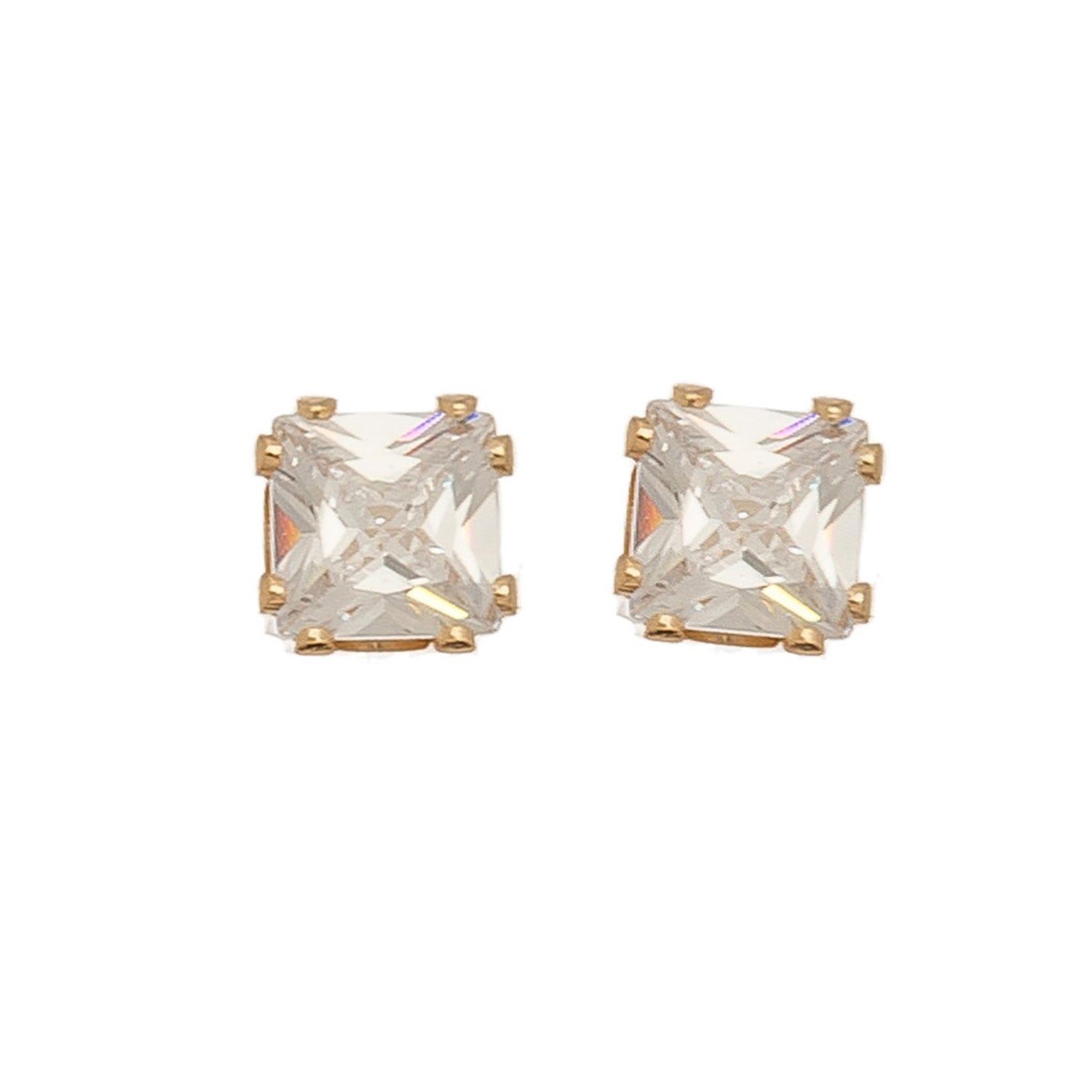 Ear Sense - 6Mm Square Cz Earrings - Gold