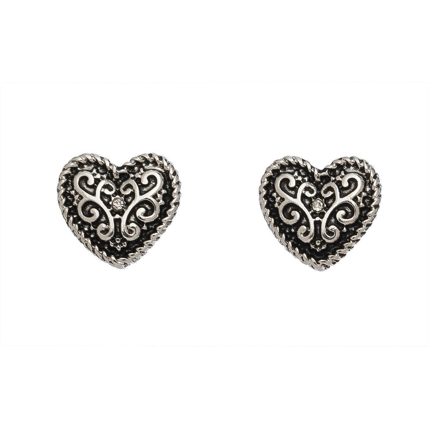 Ear Sense - Antique Heart Earrings - Silver