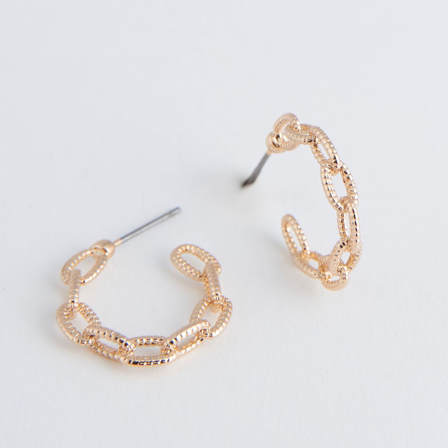 Ear Sense - Chain Link Hoop Earrings - Gold