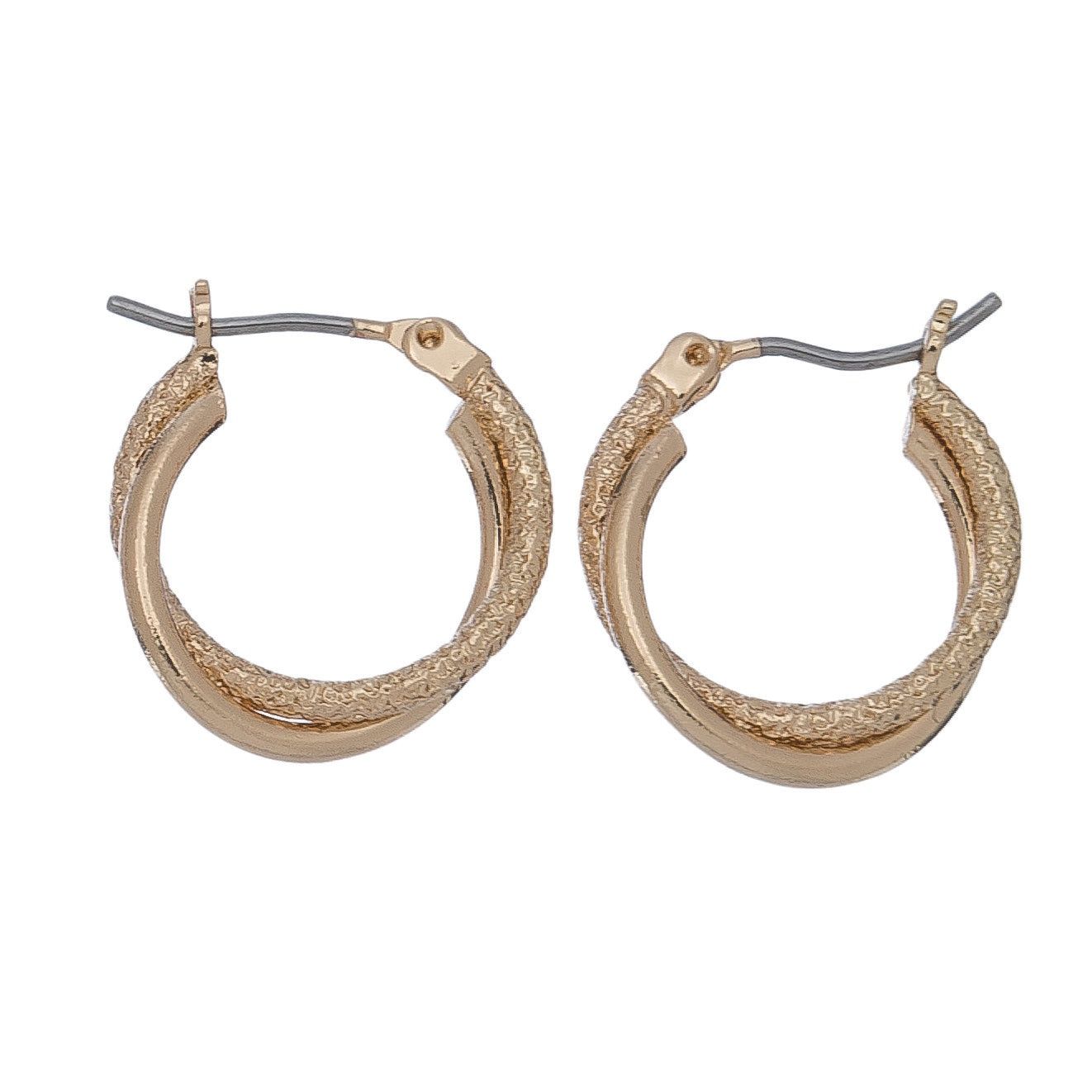 Ear Sense - Double Hoop Click Earrings - Gold