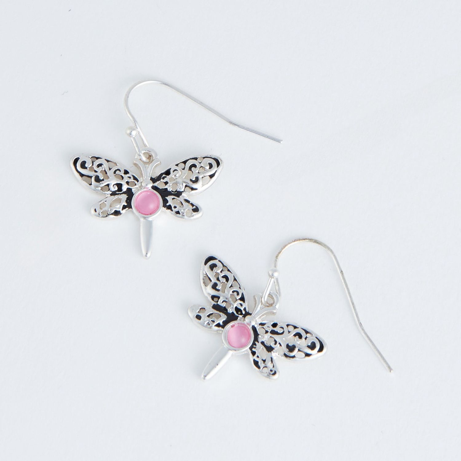 Ear Sense - Dragonfly Drop Earrings - Silver