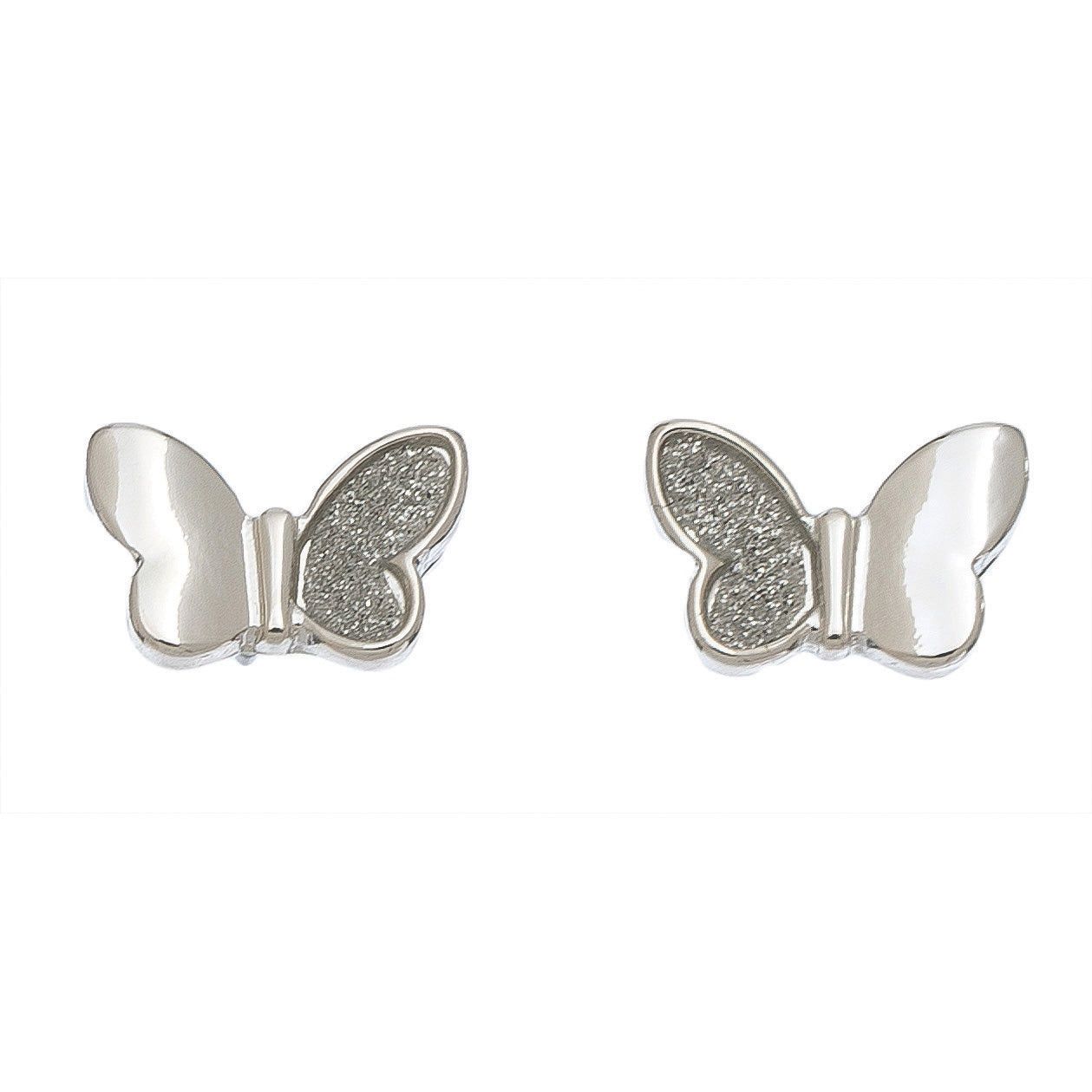 Ear Sense - Glitter Butterfly Earrings - Silver