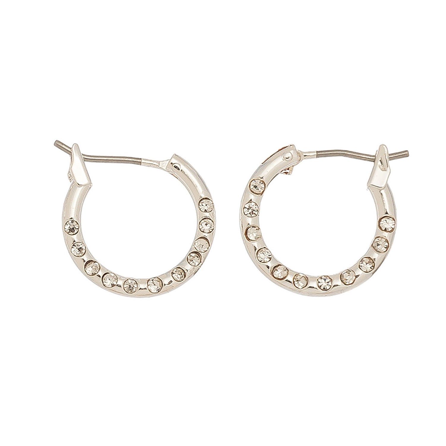 Ear Sense - Hoop W/ Stone Earrings - Silver