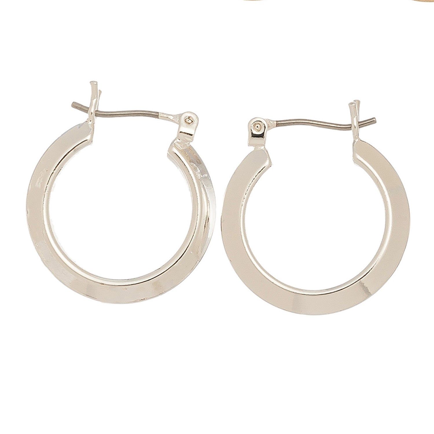 Ear Sense - Knife Edge Hoop Earrings - Silver