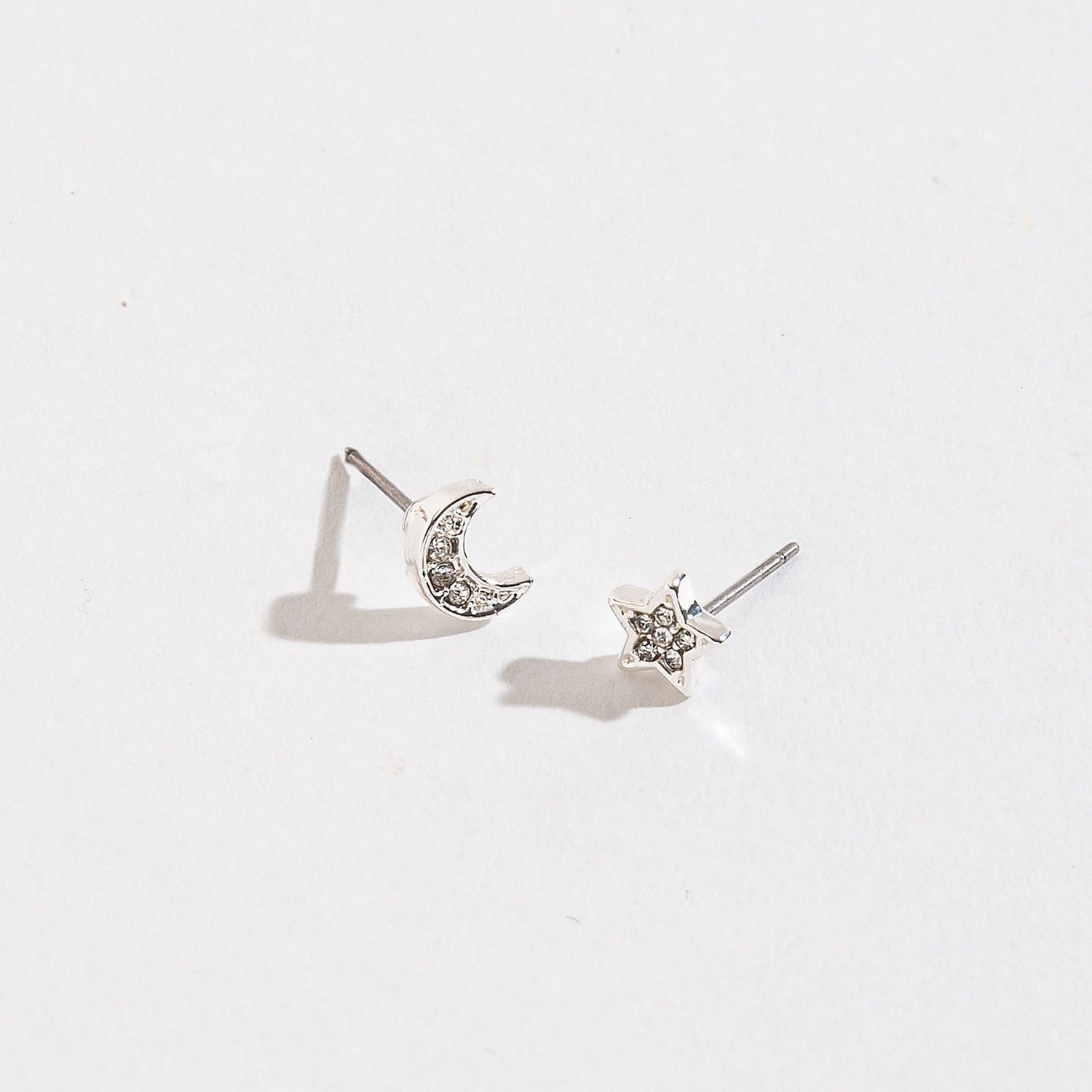 Ear Sense - Moon &amp; Star Earrings - Silver