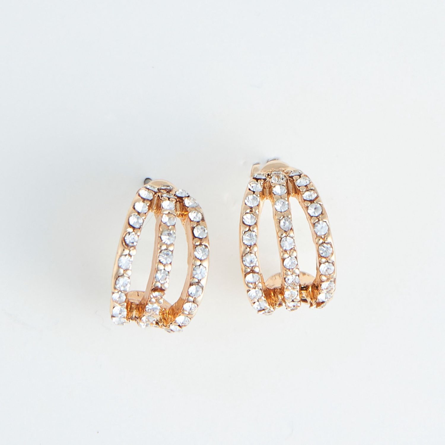Ear Sense - Pave Crystal Hoop Earrings - Gold