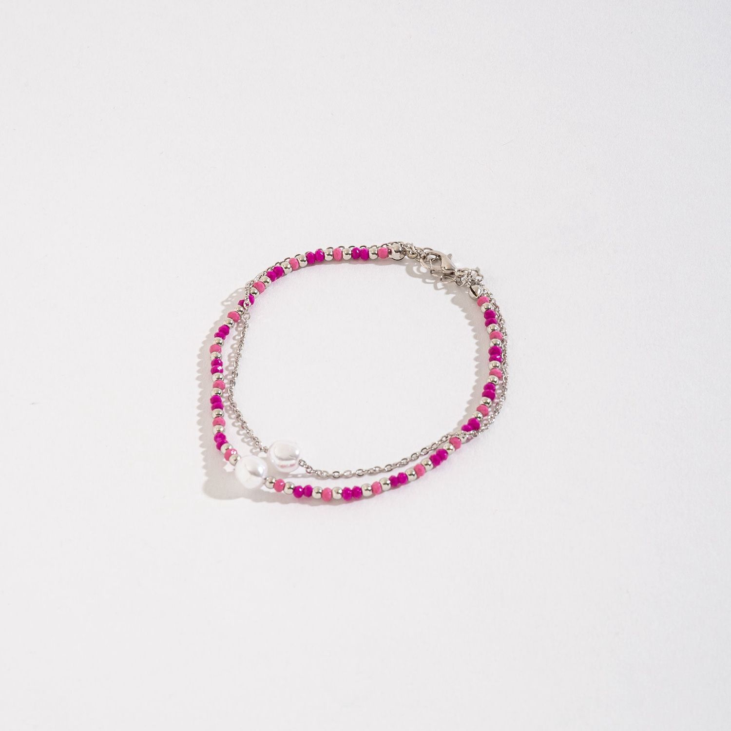 Ellie Layered Anklet - 9" - Fuchsia