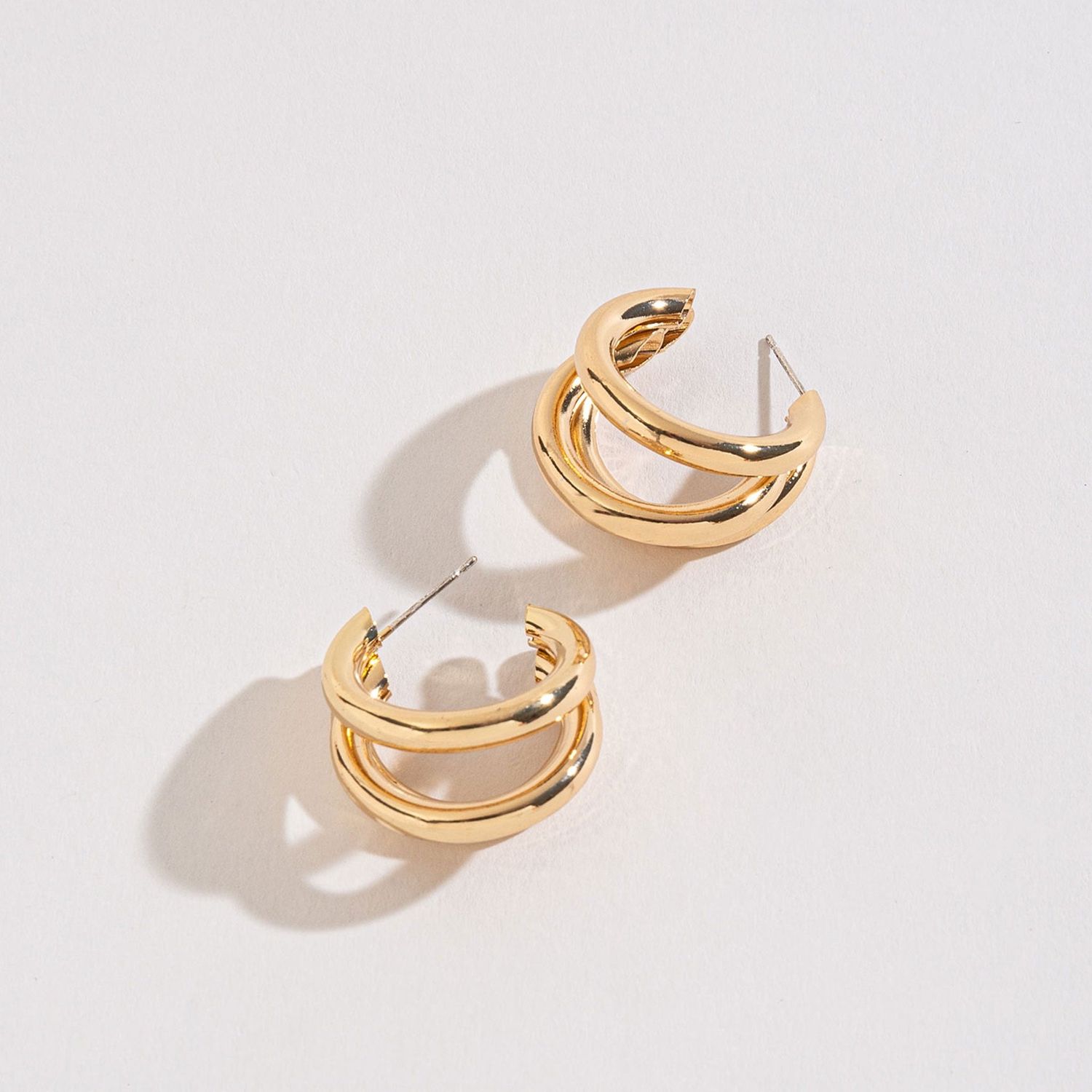 Gold Lg Triple - Earrings