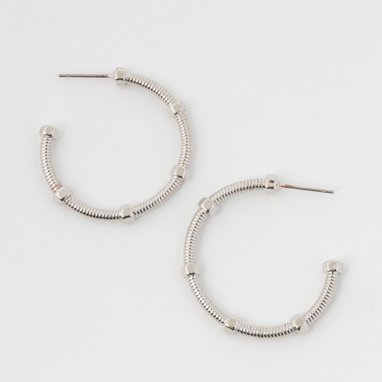 Large Textured C-Hoop - Earrings - Silver