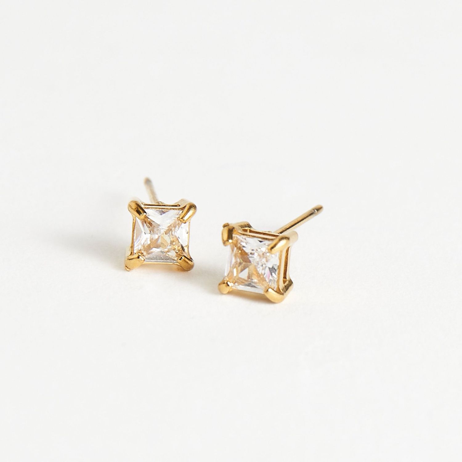 Narelle - 5Mm Square Cz Studs - 18K Gold Plating