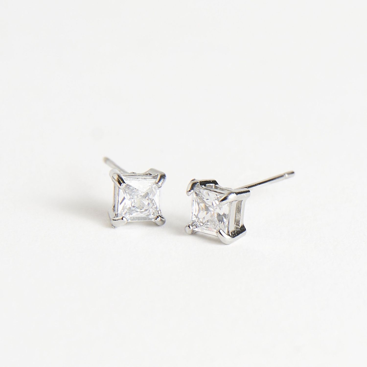 Narelle - 5Mm Square Cz Studs - Stainless Steel