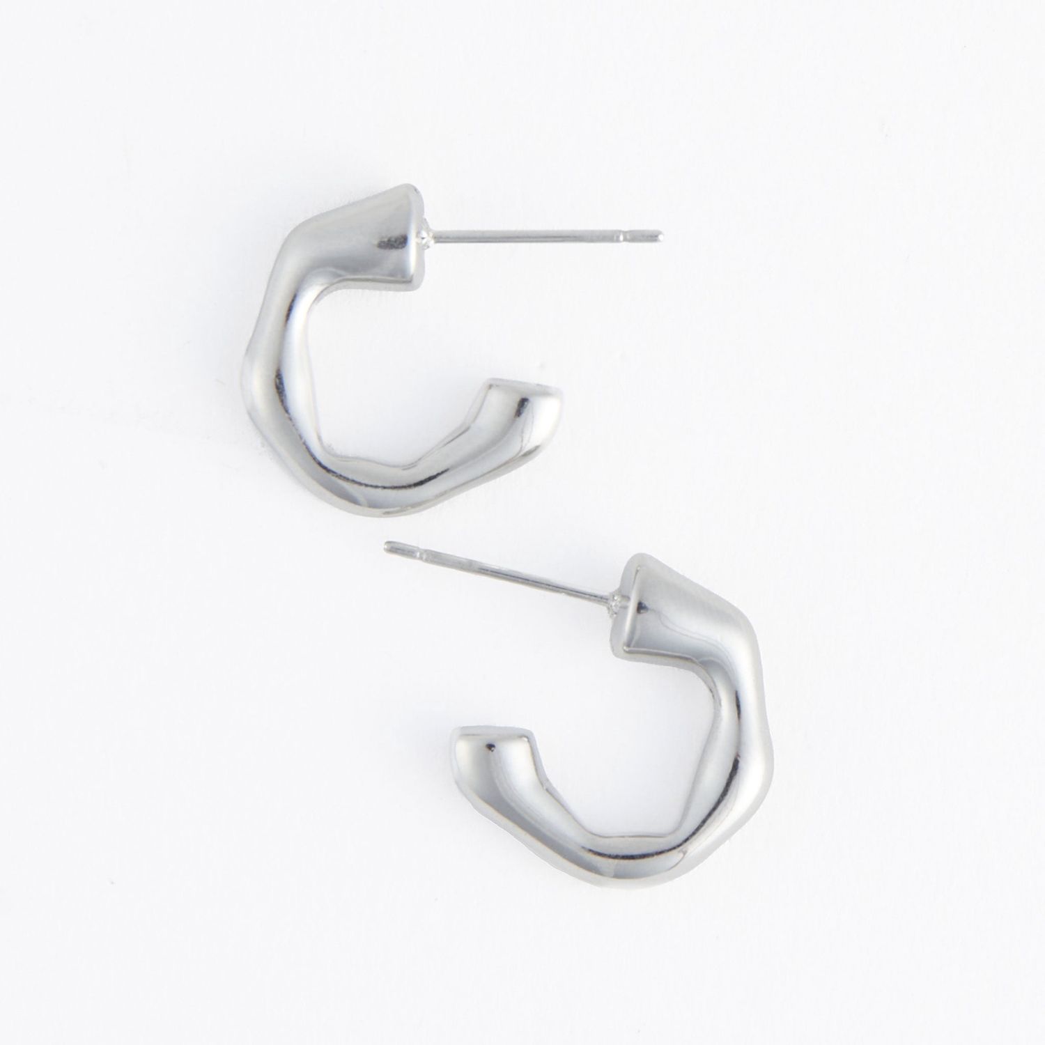 Narelle - Bamboo C-Hoop Earrings - Stainless Steel