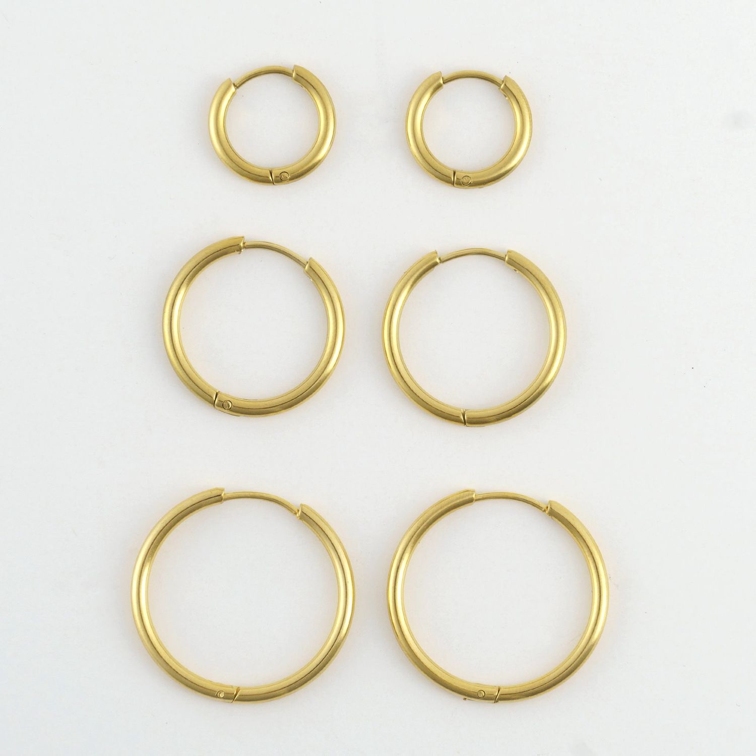 Narelle - Classic Hoop Trio Earrings Gold - 18K Gold Plating