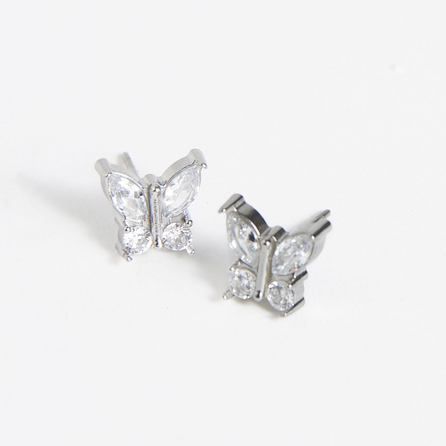 Narelle - Crystal Butterfly Stud Earrings - Stainless Steel