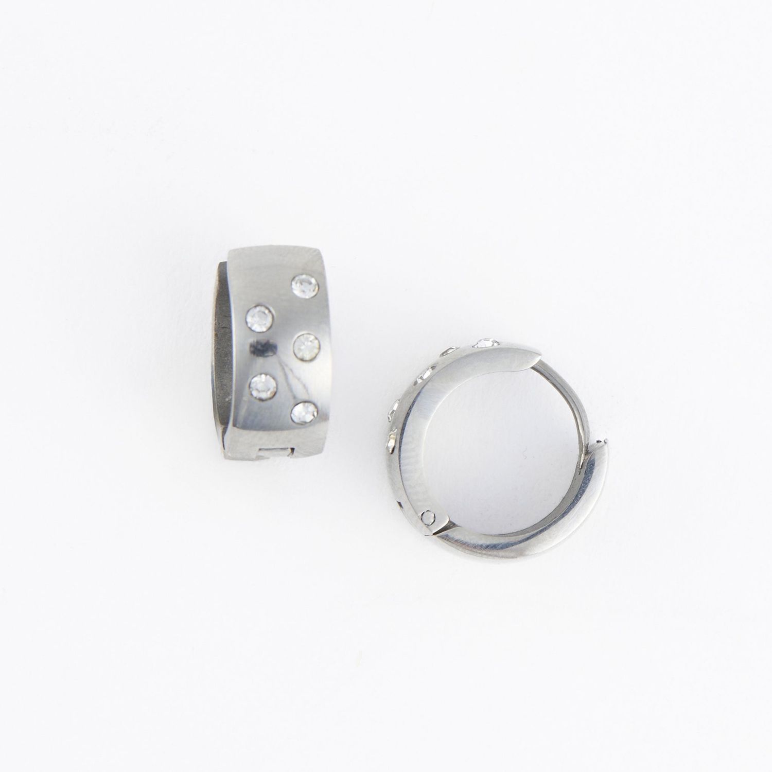 Narelle - Cz Inlay Huggie Hoops - Stainless Steel