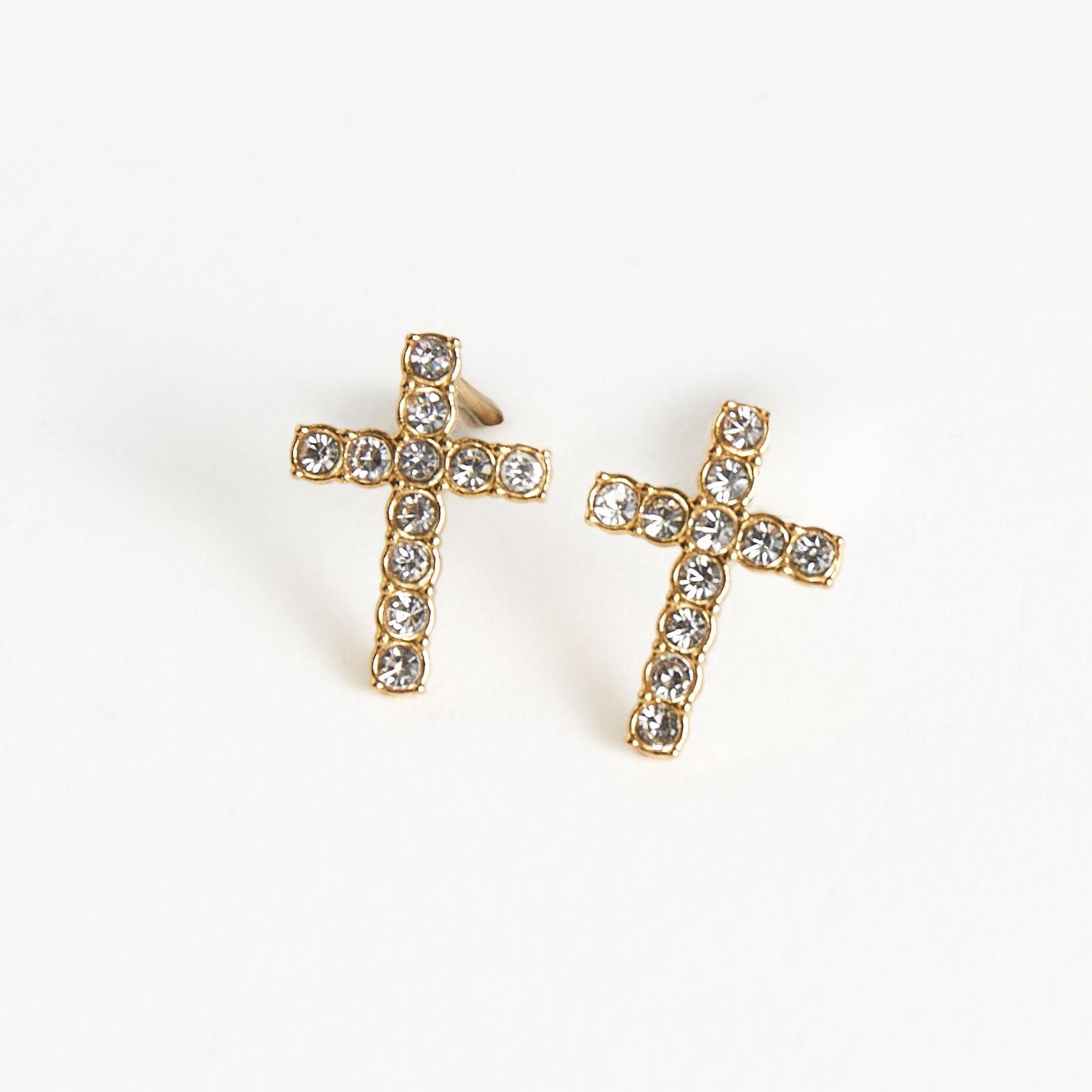 Narelle - Pave Cross Stud Earrings - 18K Gold Plating