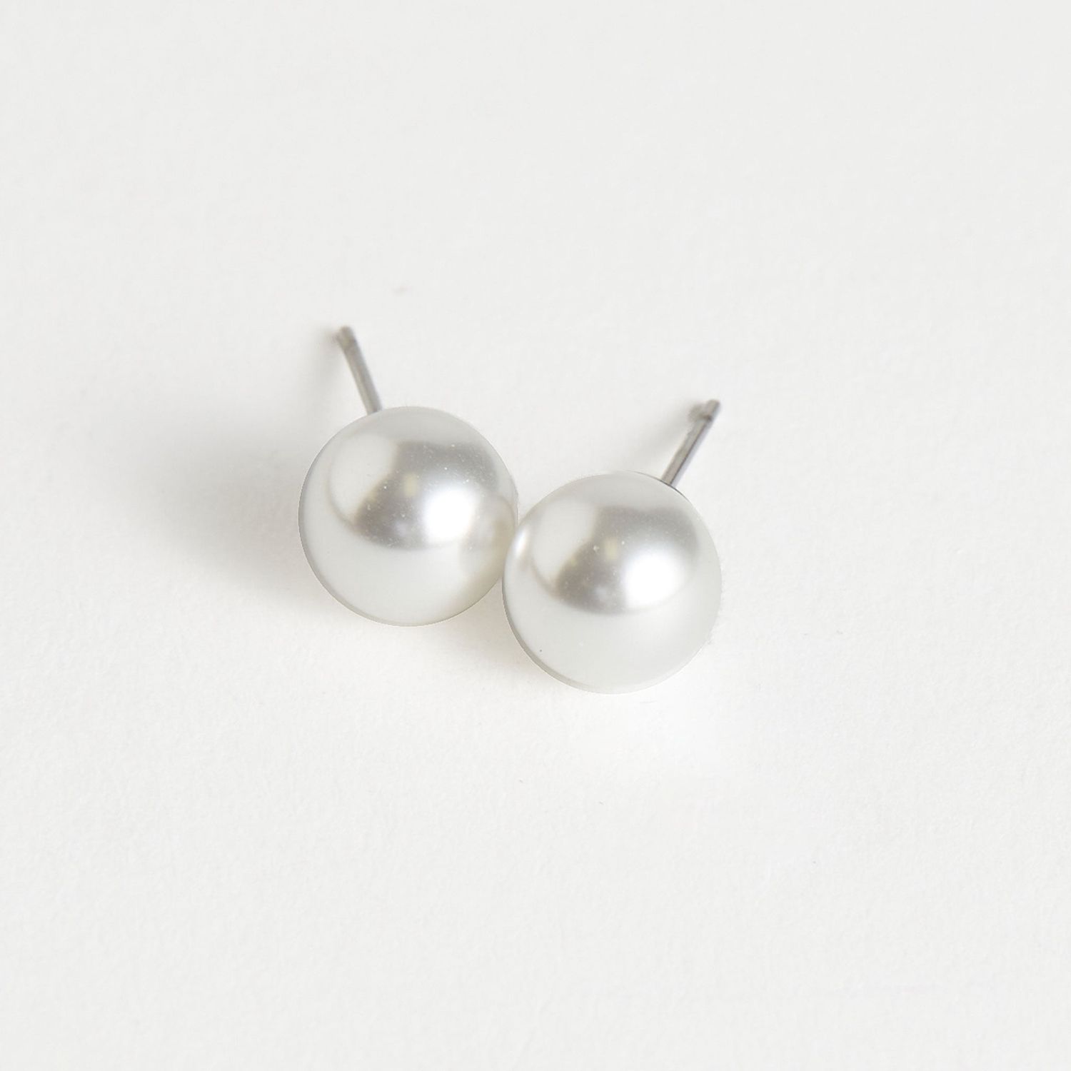 Narelle - Pearl Stud Earrings - Stainless Steel - White