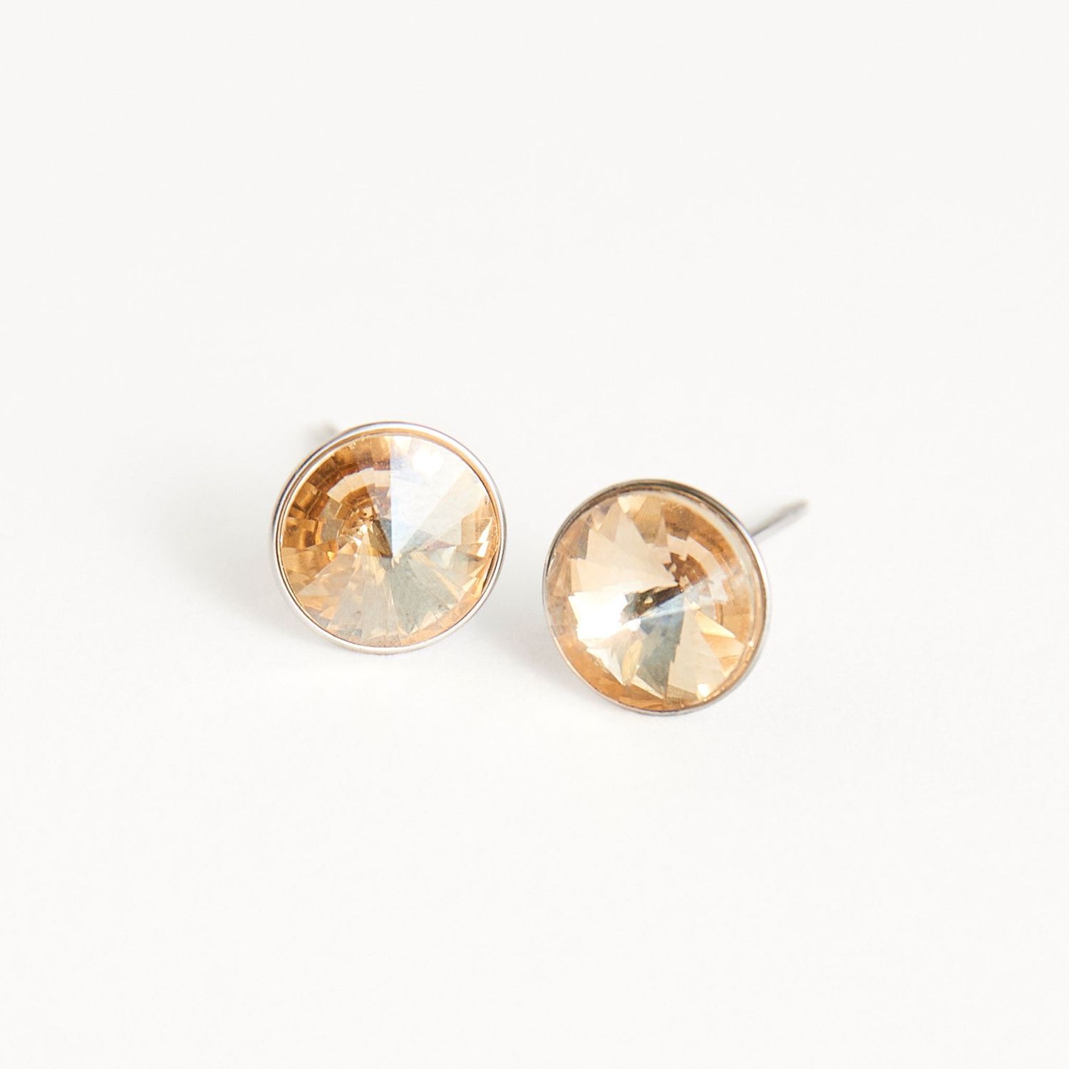 Narelle - Rivoli Crystal Stud Earrings - Stainless Steel - Lt Colorado
