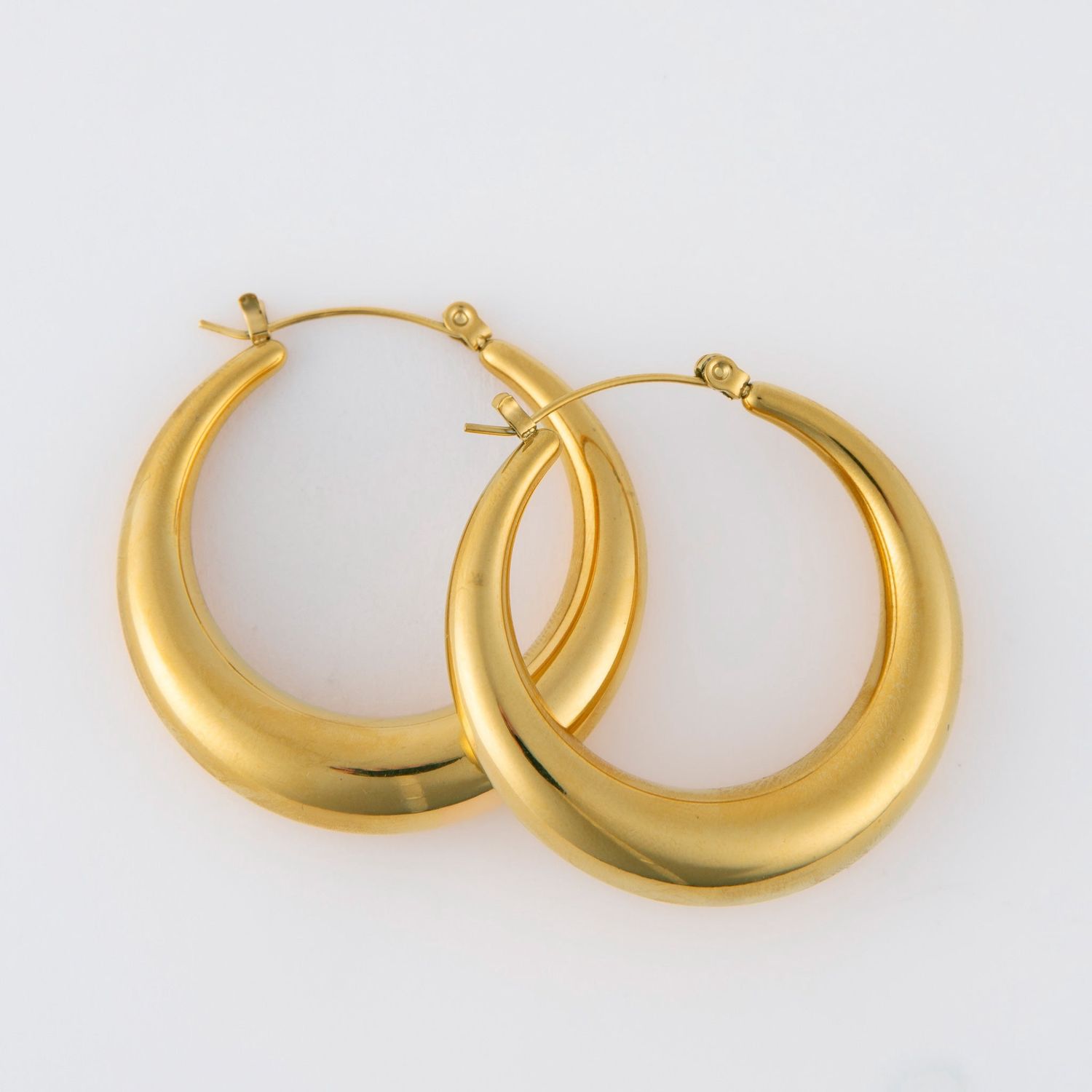 Narelle - Rounded Pin Catch Hoop Gold - 18K Gold Plating