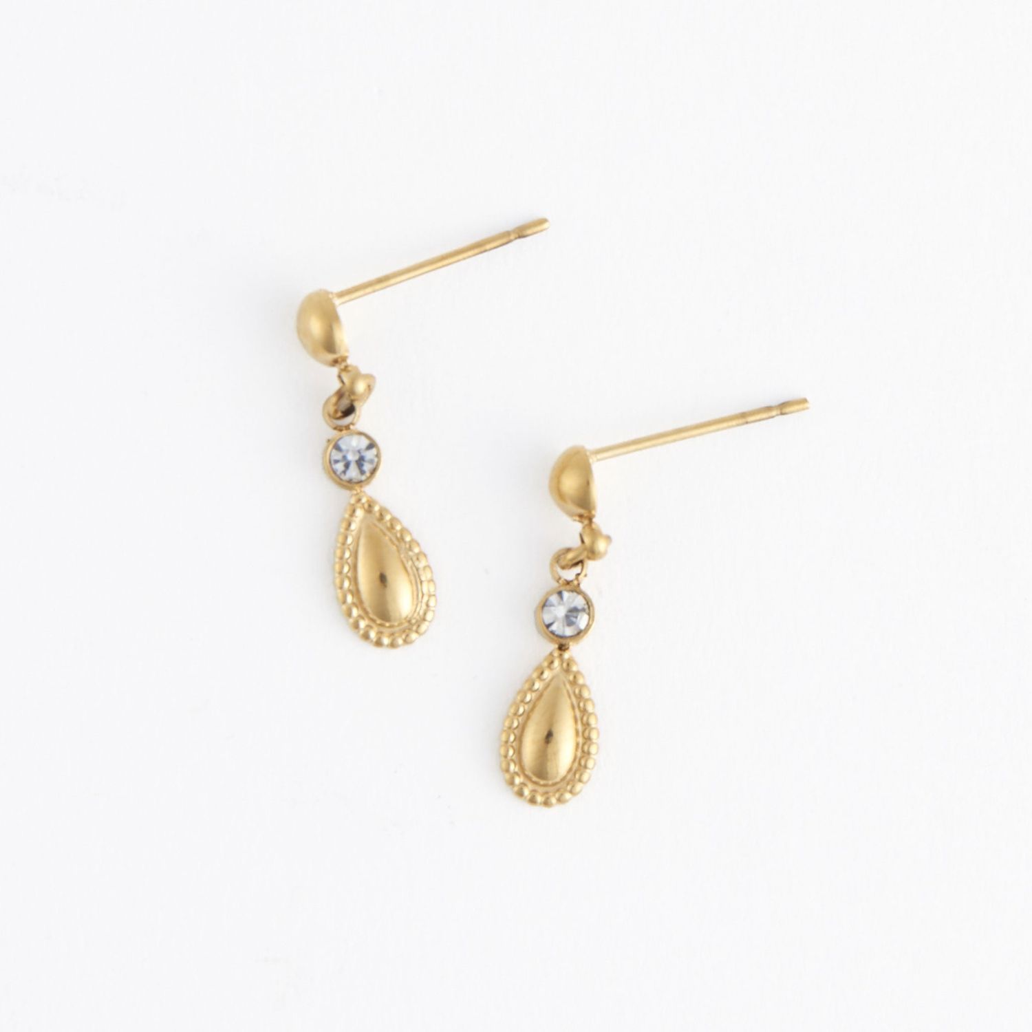Narelle - Teardrop Dangle Stud Earrings - 18K Gold Plating