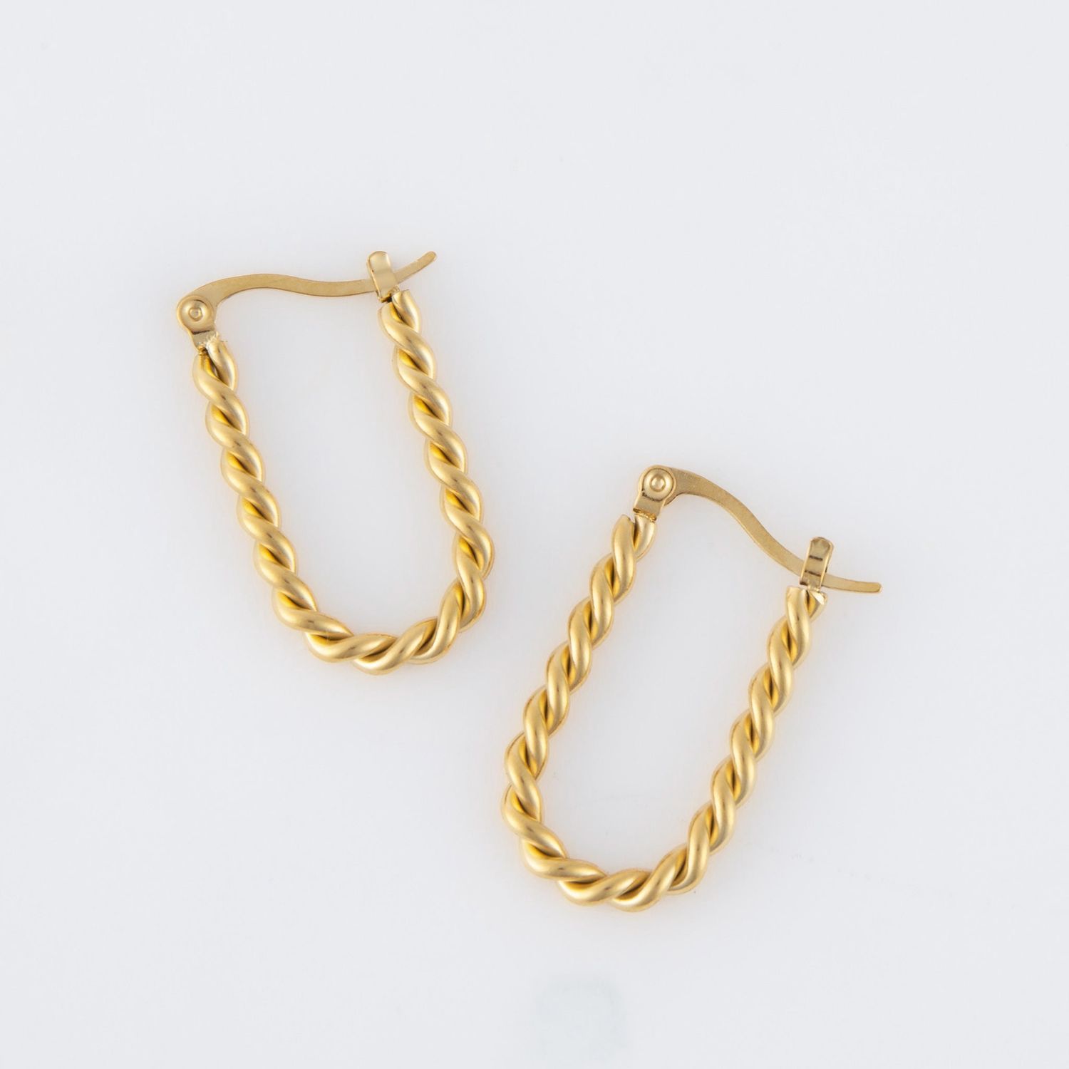 Narelle - Twisted Pin Catch Hoop Earring Gold - 18K Gold Plating