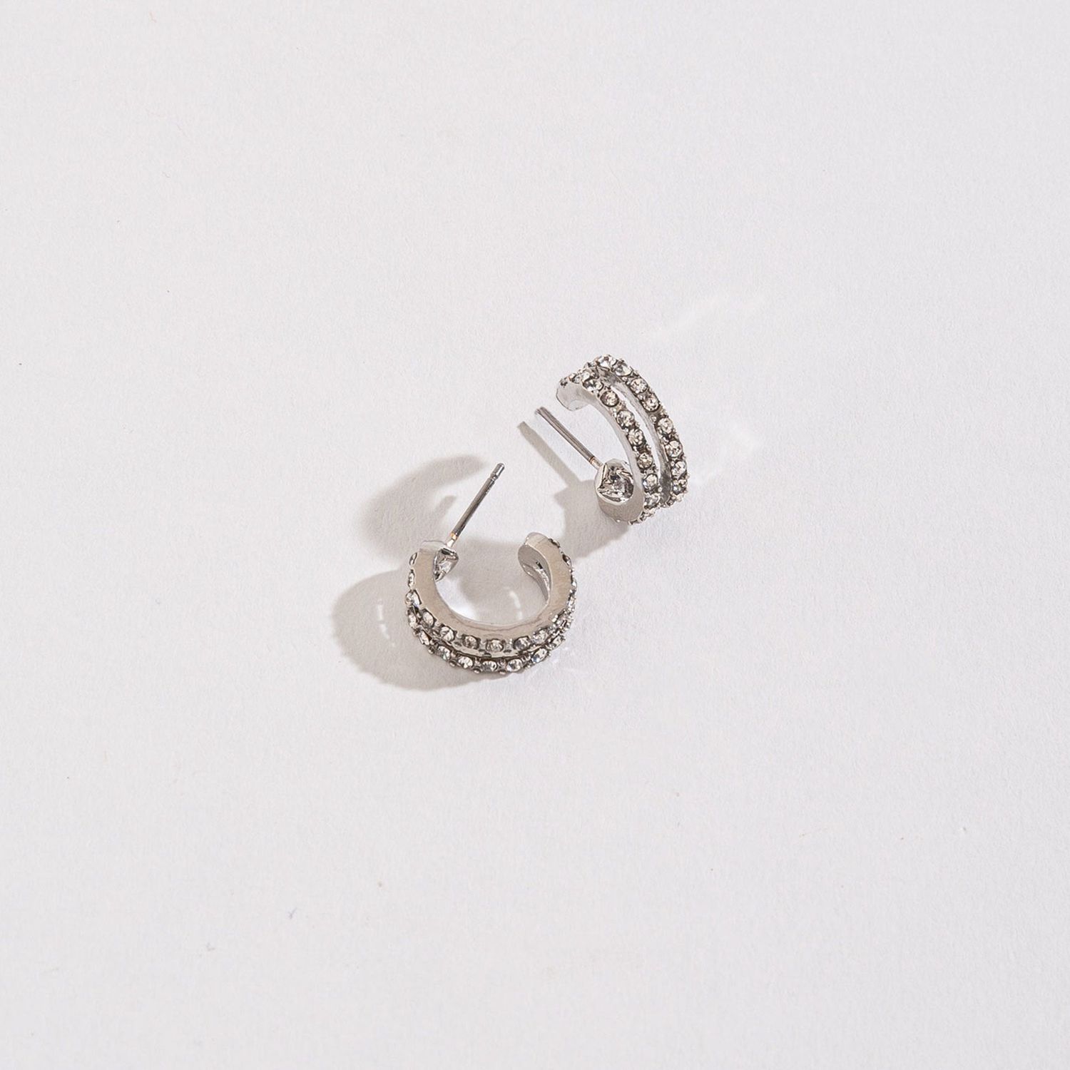 Silver Pave Double - Earrings