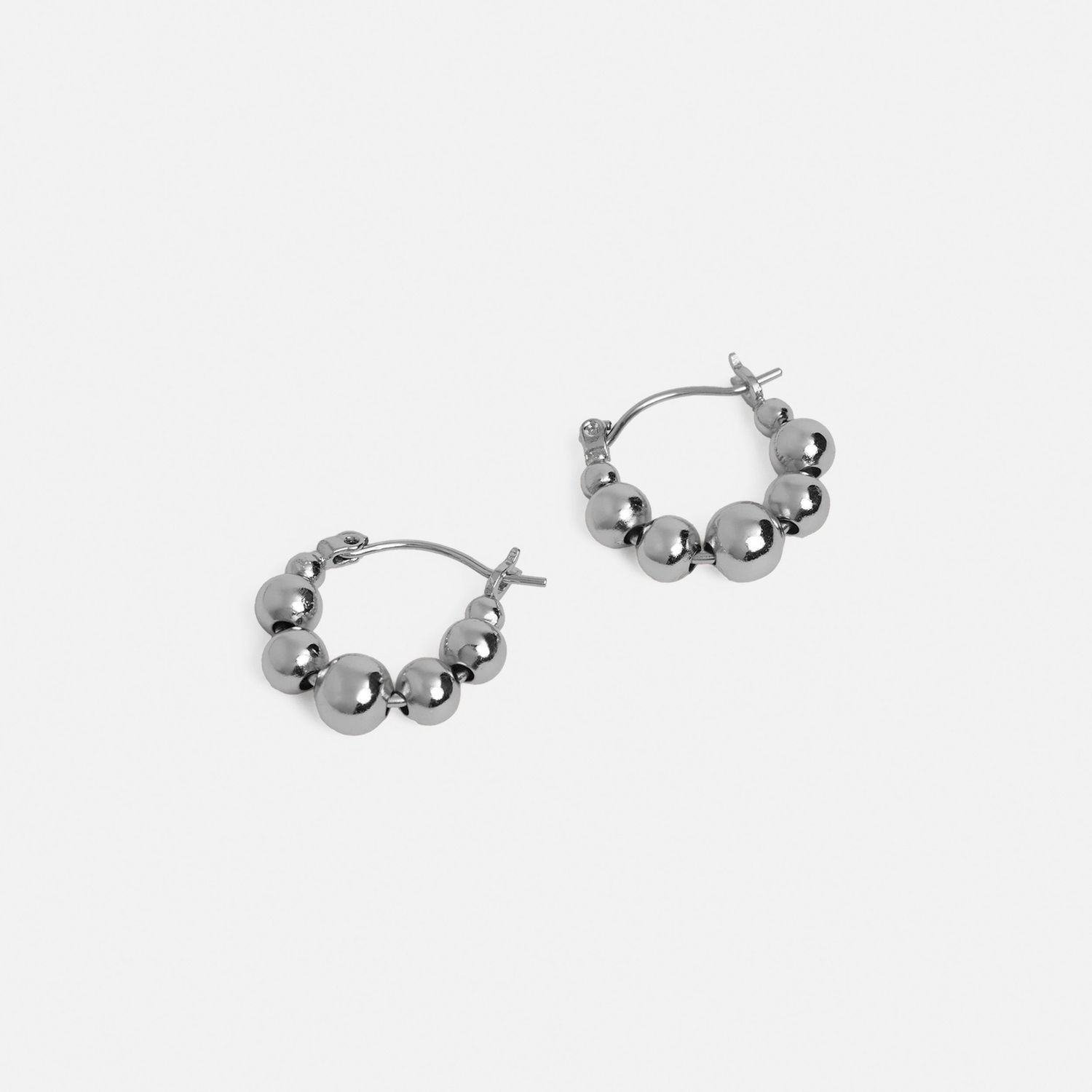Whispers - Bead Bubble Hoops - Silver
