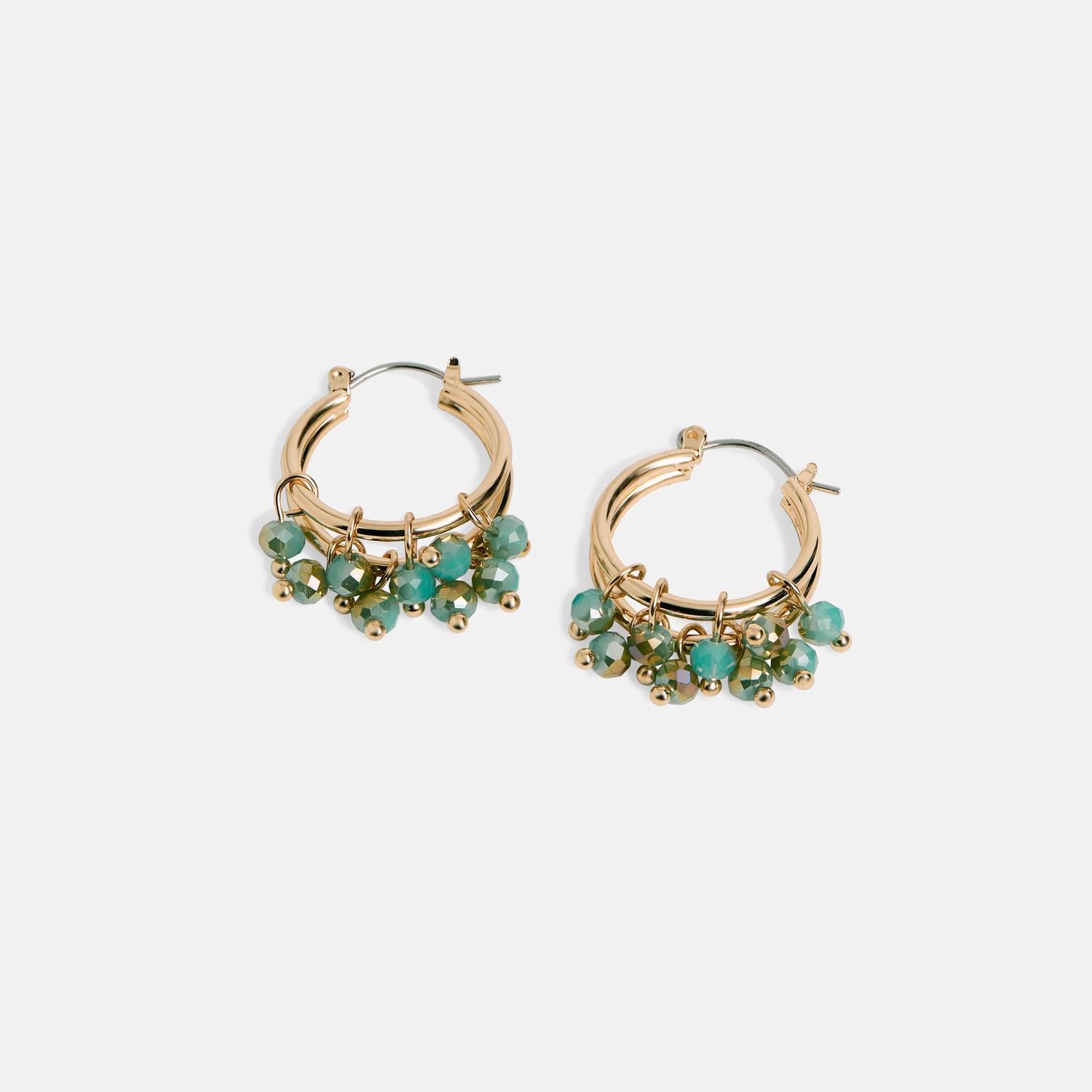 Whispers - Bead Slide Hoop Earrings - Green