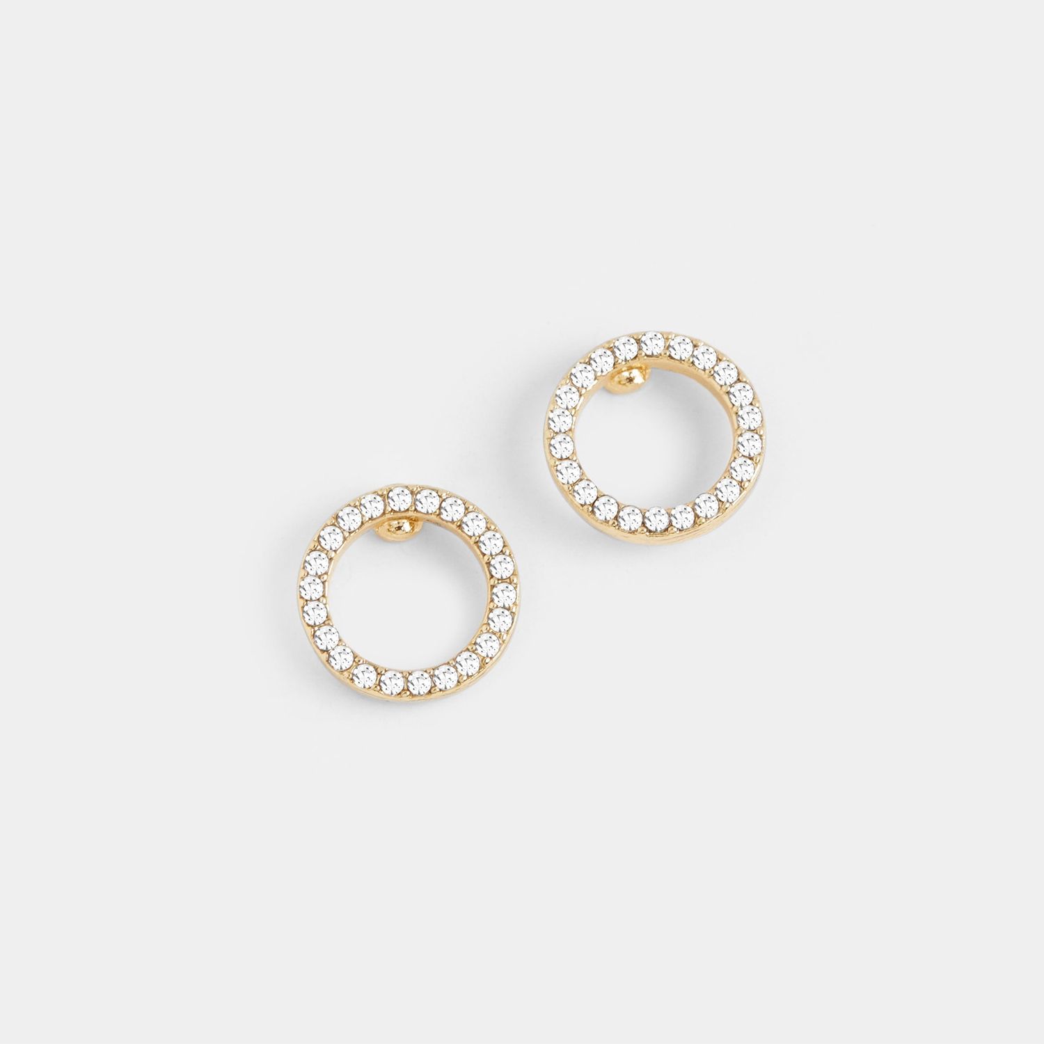 Whispers - Bejeweled Ring Stud Earrings - Gold