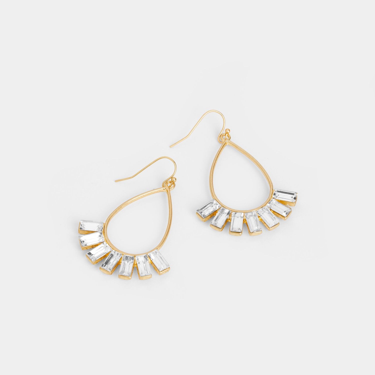 Whispers - Bejeweled Teardrop Dangles - Gold