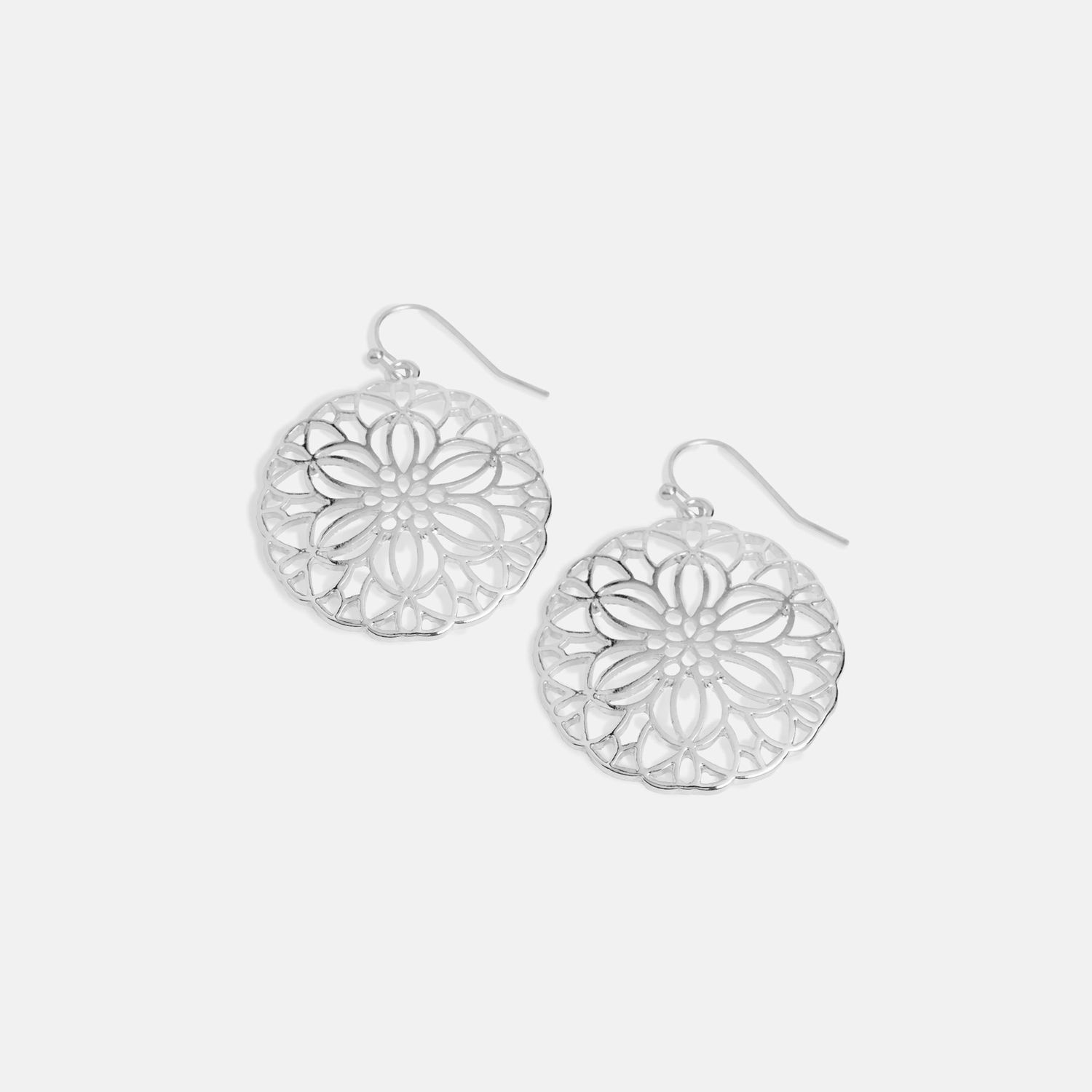 Whispers - Blooming Floral Dangle Earrings - Silver